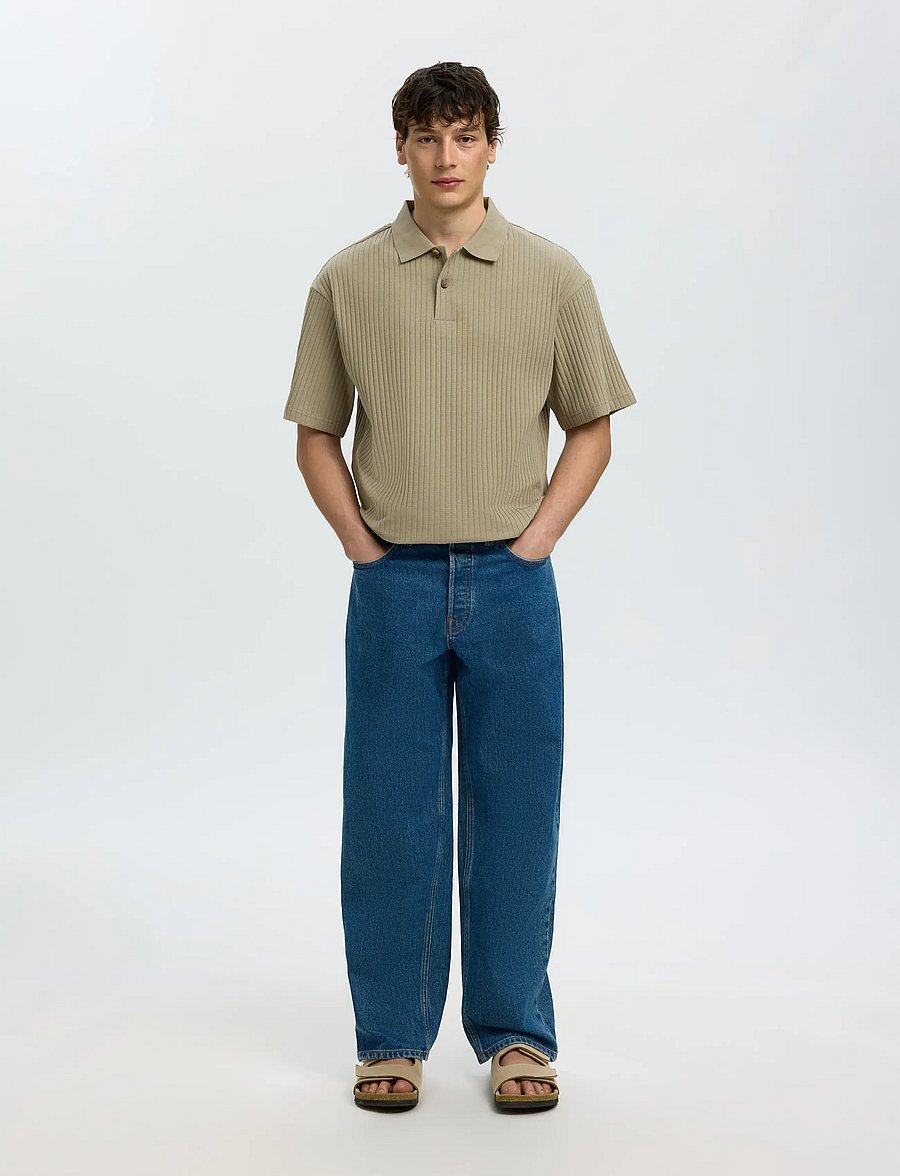 Selected - SLMRELAXSIMON RIBBED SS POLO - kurzärmelig - vetiver - 5