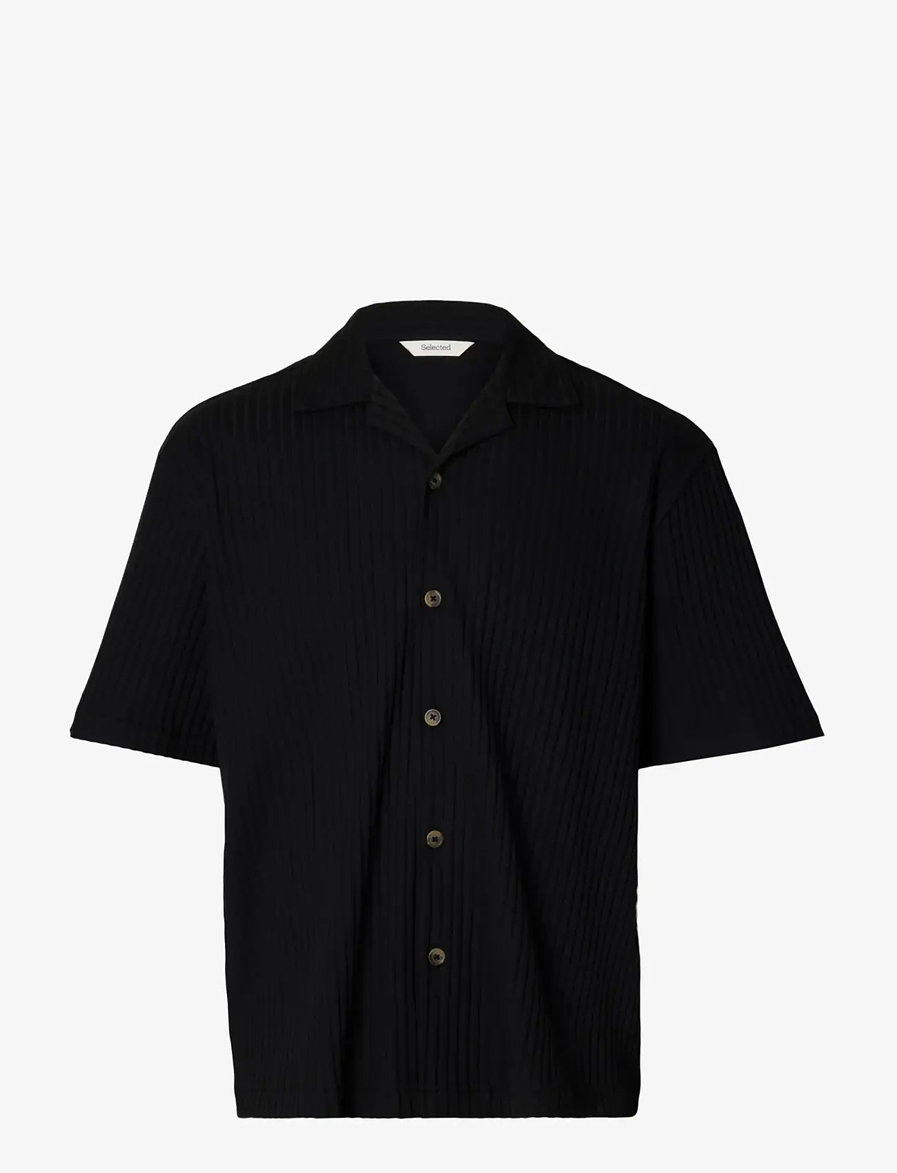 Selected - SLMRELAXSIMON RIBBED SS OVERSHIRT - nach anlass kaufen - black - 1