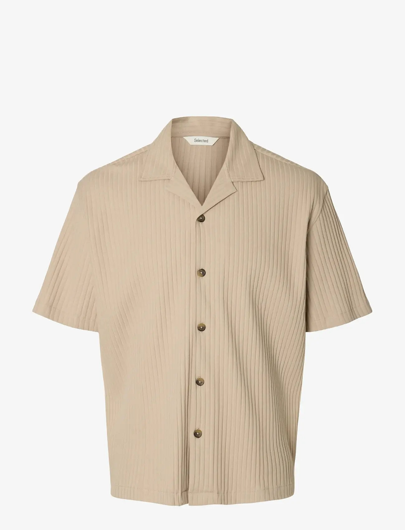 Selected - SLMRELAXSIMON RIBBED SS OVERSHIRT - osta olukorra järgi - pure cashmere - 1