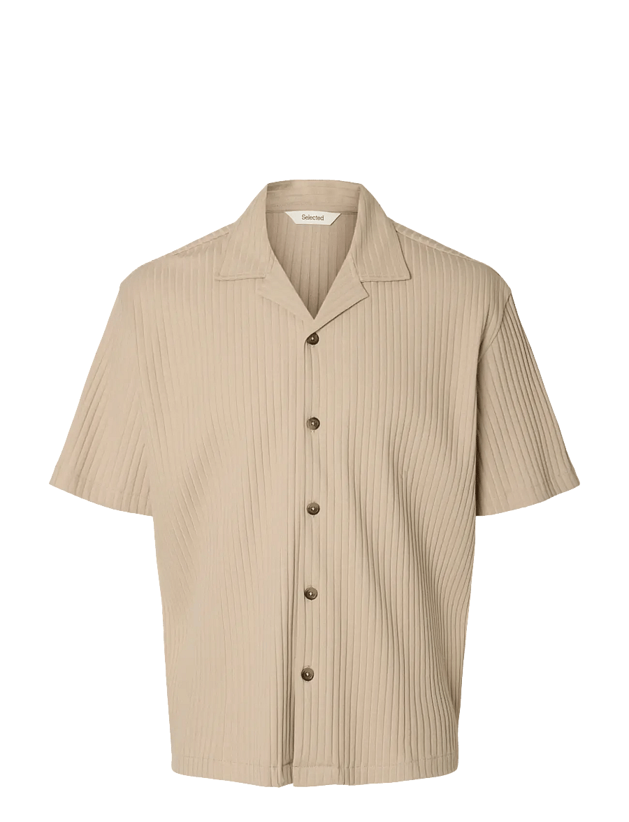Selected - SLMRELAXSIMON RIBBED SS OVERSHIRT - Überhemden - pure cashmere - 1