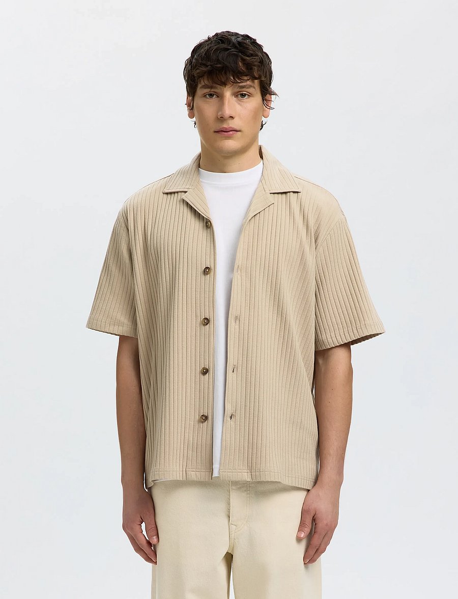 Selected - SLMRELAXSIMON RIBBED SS OVERSHIRT - Überhemden - pure cashmere - 0