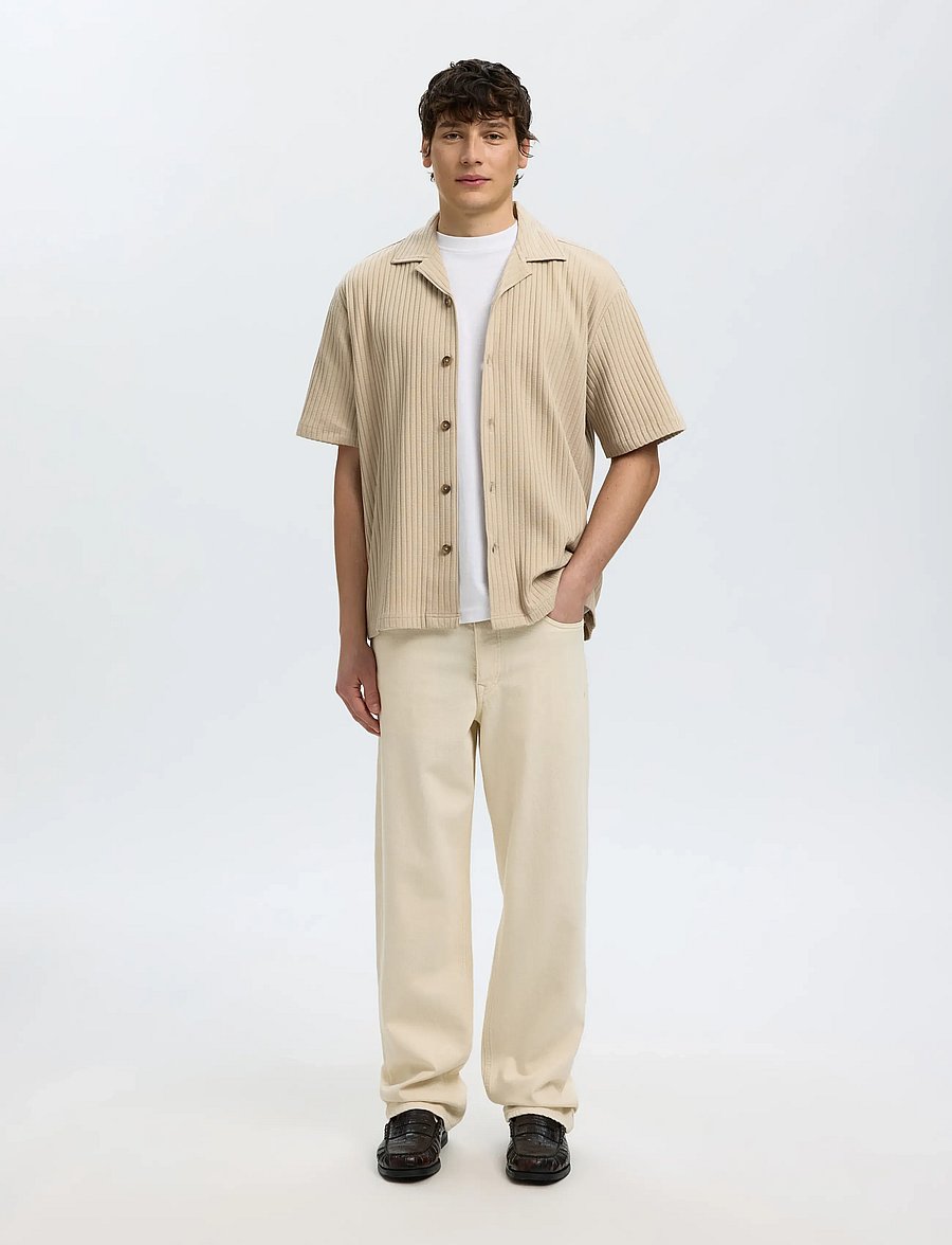 Selected - SLMRELAXSIMON RIBBED SS OVERSHIRT - Überhemden - pure cashmere - 3