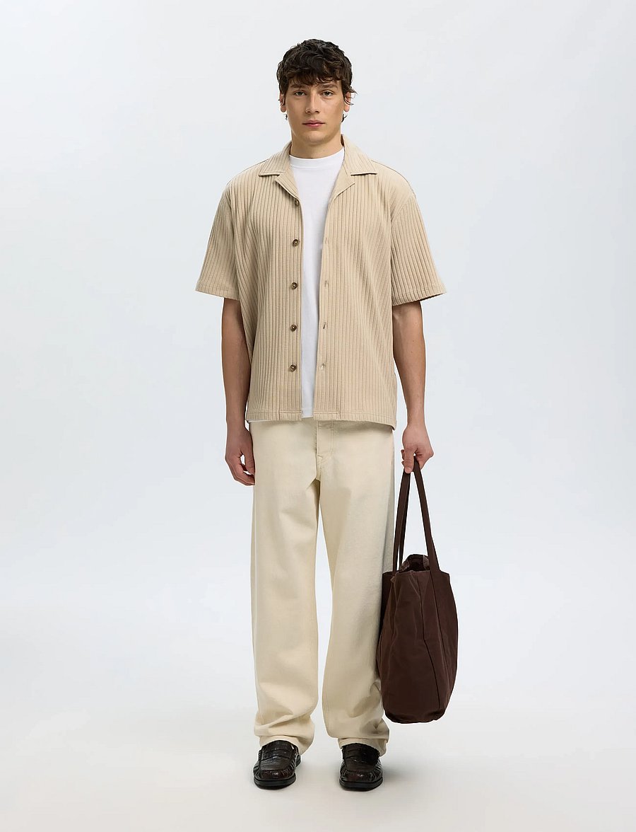 Selected - SLMRELAXSIMON RIBBED SS OVERSHIRT - Überhemden - pure cashmere - 5