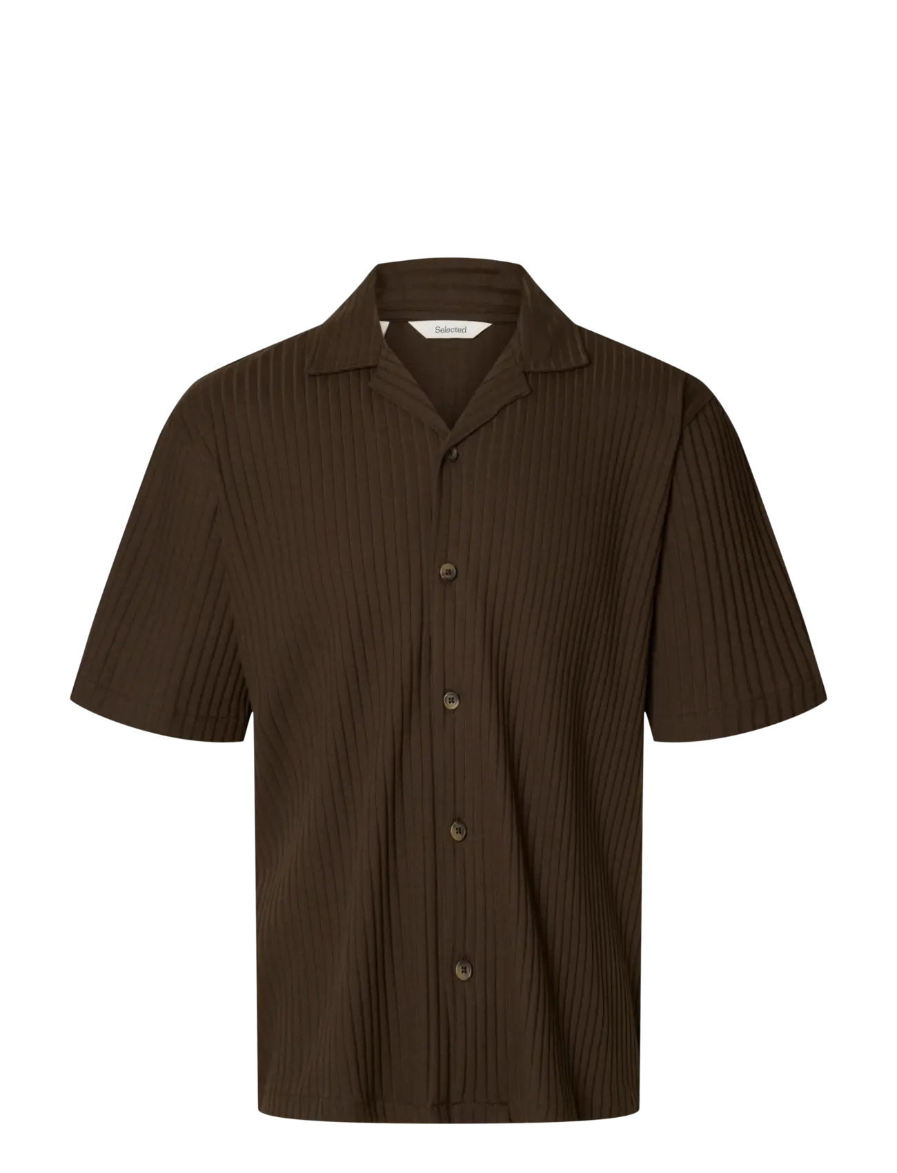 Selected SLMRELAXSIMON RIBBED SS OVERSHIRT - Overshirts - TURKISH COFFEE / brown