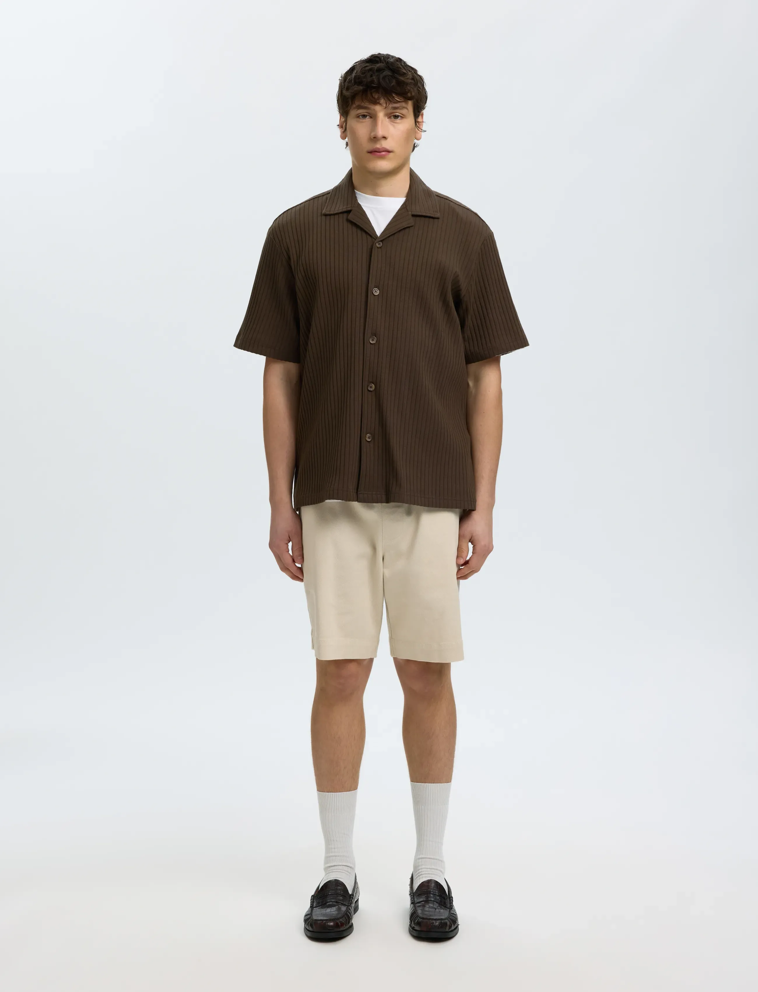 Selected - SLMRELAXSIMON RIBBED SS OVERSHIRT - shop by occasion - turkish coffee - 3