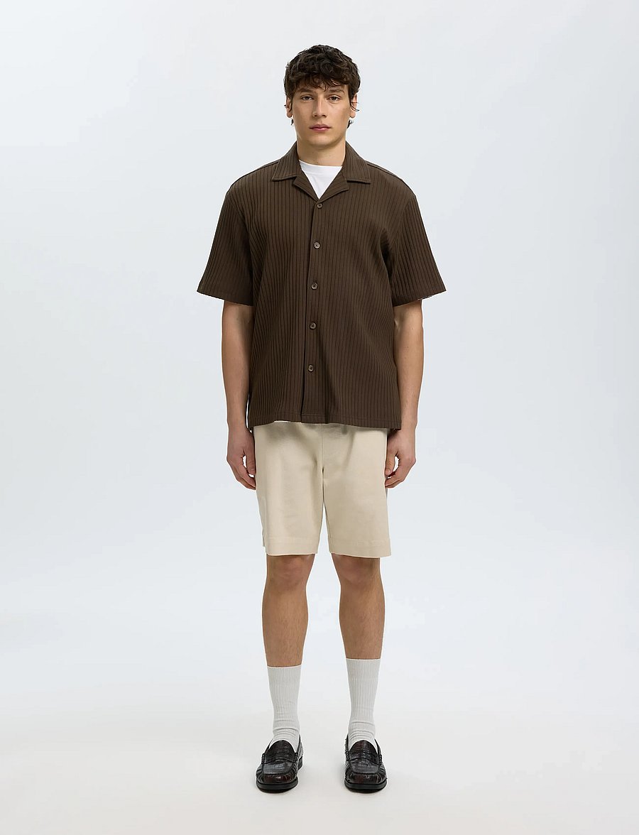 Selected - SLMRELAXSIMON RIBBED SS OVERSHIRT - Überhemden - turkish coffee - 3