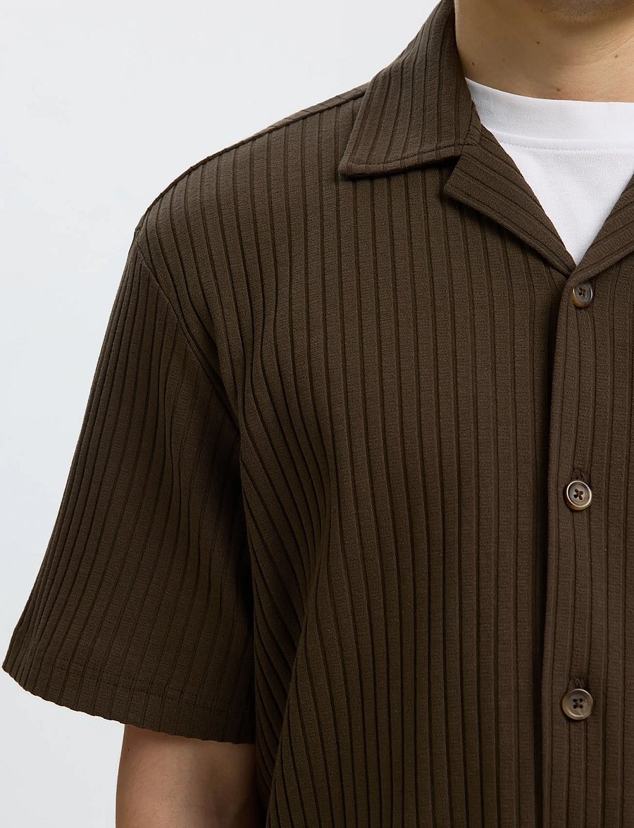 Selected - SLMRELAXSIMON RIBBED SS OVERSHIRT - Überhemden - turkish coffee - 4
