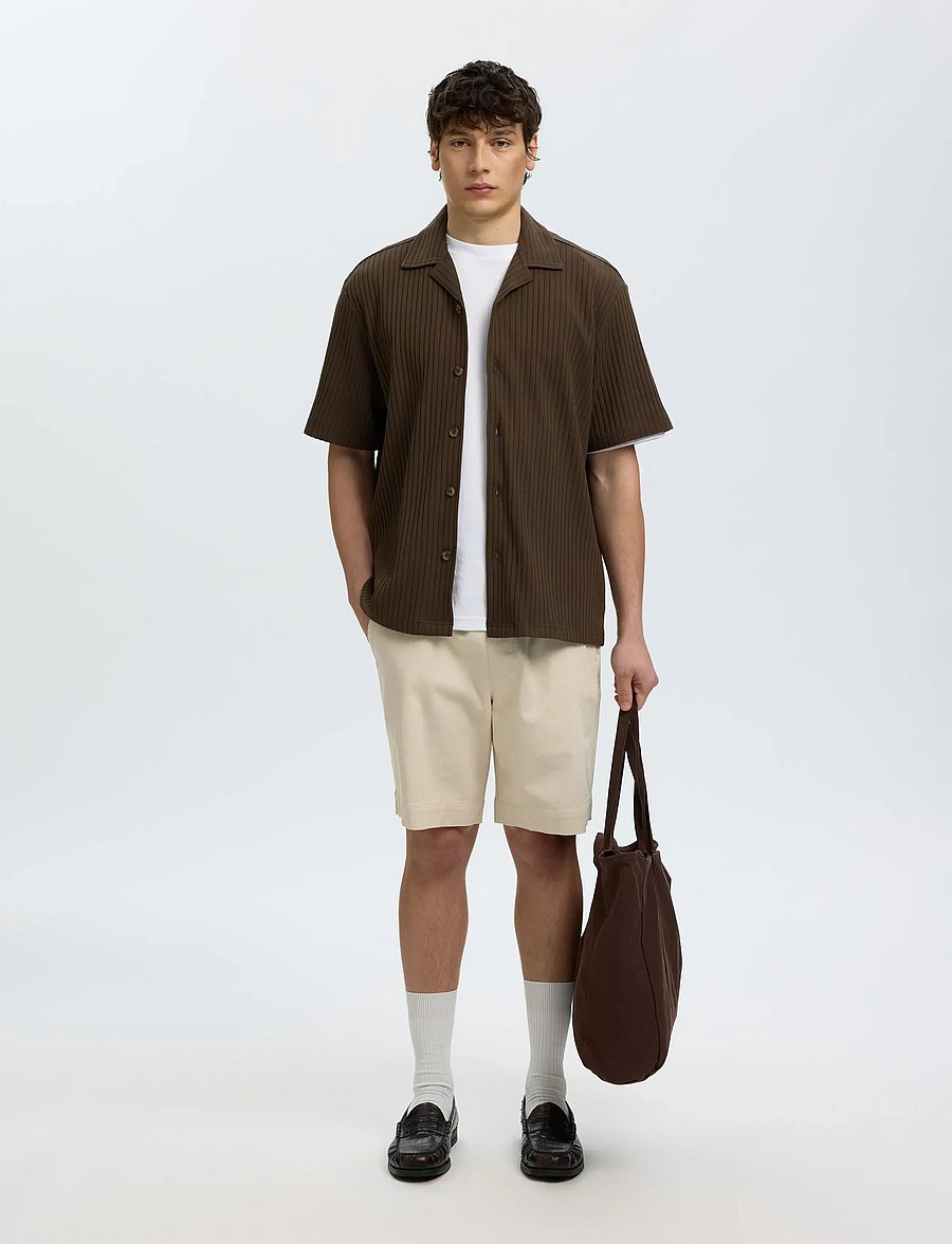 Selected - SLMRELAXSIMON RIBBED SS OVERSHIRT - Überhemden - turkish coffee - 5