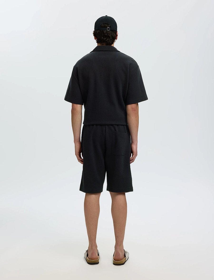 Selected - SLMRELAXSONNY WAFFLE SHORTS - sweatshorts - black - 2