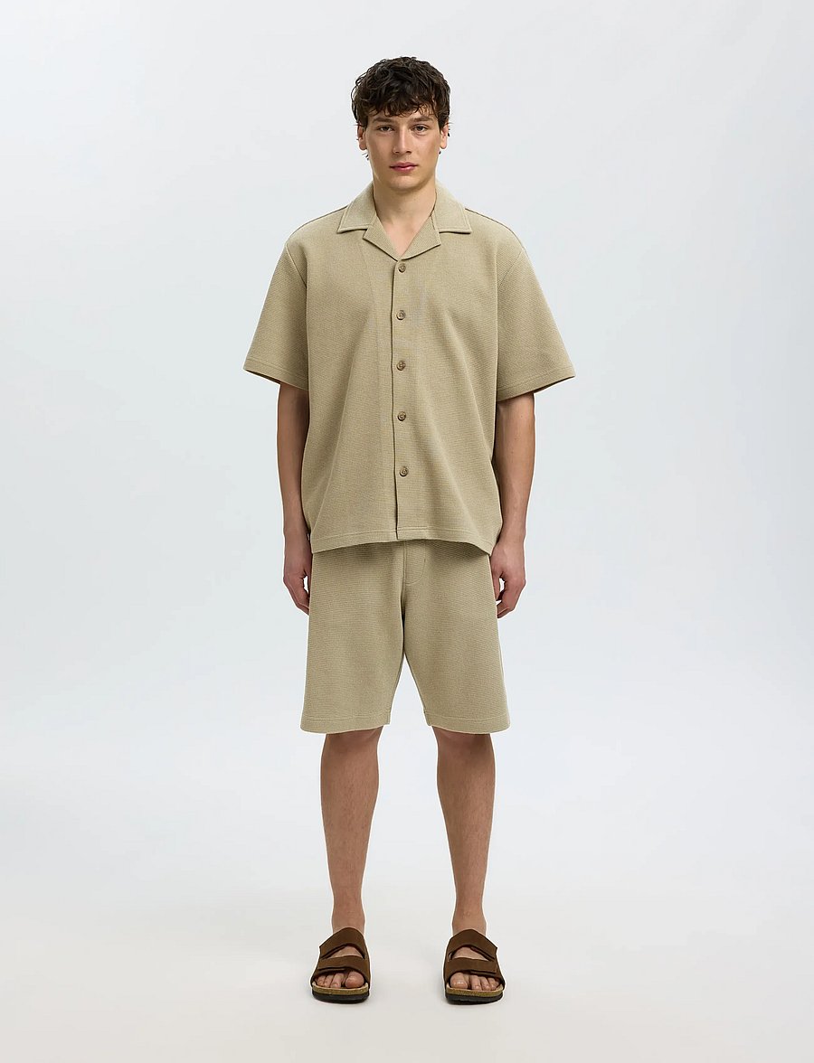 Selected - SLMRELAXSONNY WAFFLE SHORTS - sweatshorts - vetiver - 3