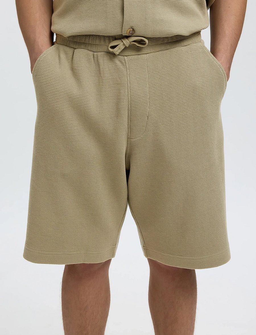 Selected - SLMRELAXSONNY WAFFLE SHORTS - sweatshorts - vetiver - 4
