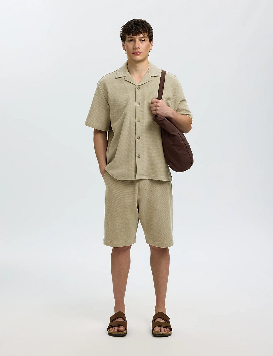 Selected - SLMRELAXSONNY WAFFLE SHORTS - sweatshorts - vetiver - 5
