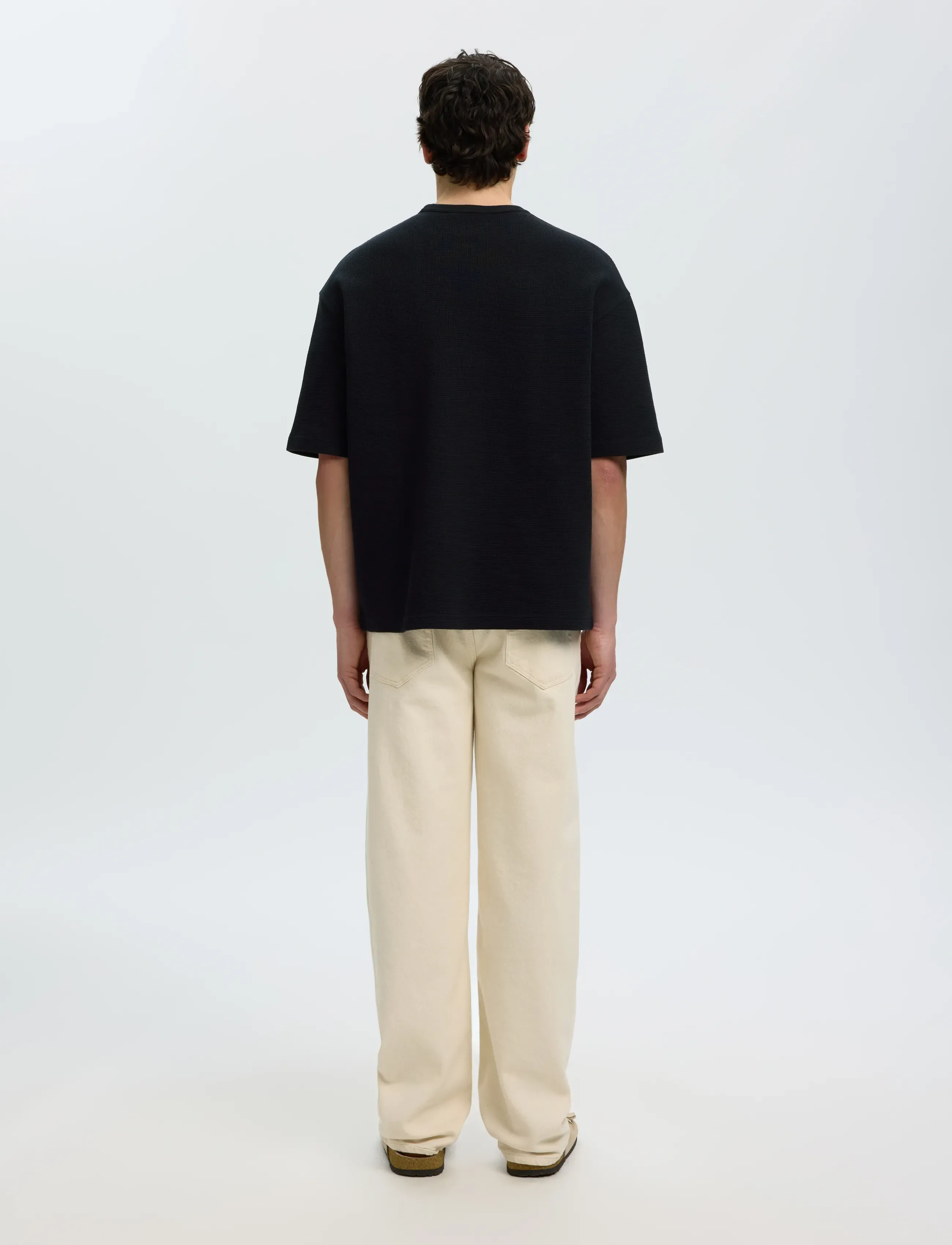 Selected - SLMRELAXSONNY WAFFLE SS O-NECK TEE - stutterma bolir - black - 2
