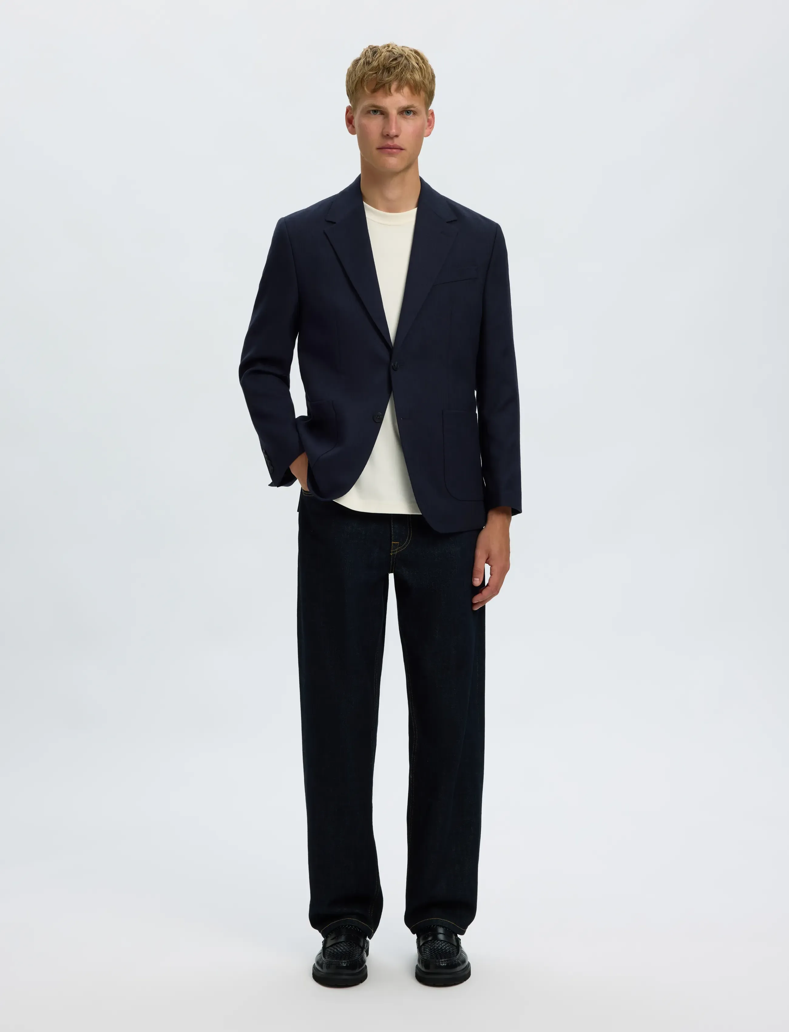 Selected - SLMREG-BJORN MANTECO UNCONSTRUC WOOL BLZ - dark sapphire - 3