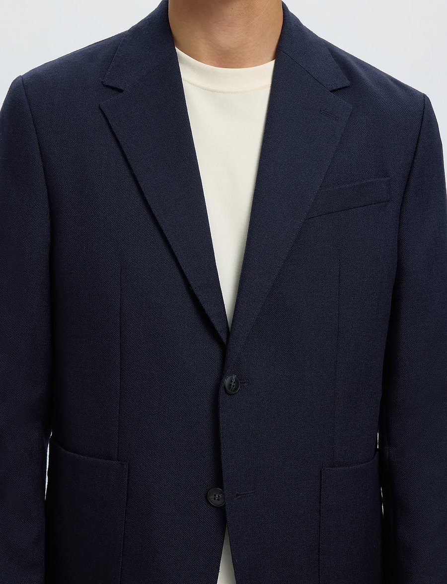 Selected - SLMREG-BJORN MANTECO UNCONSTRUC WOOL BLZ - dark sapphire - 4