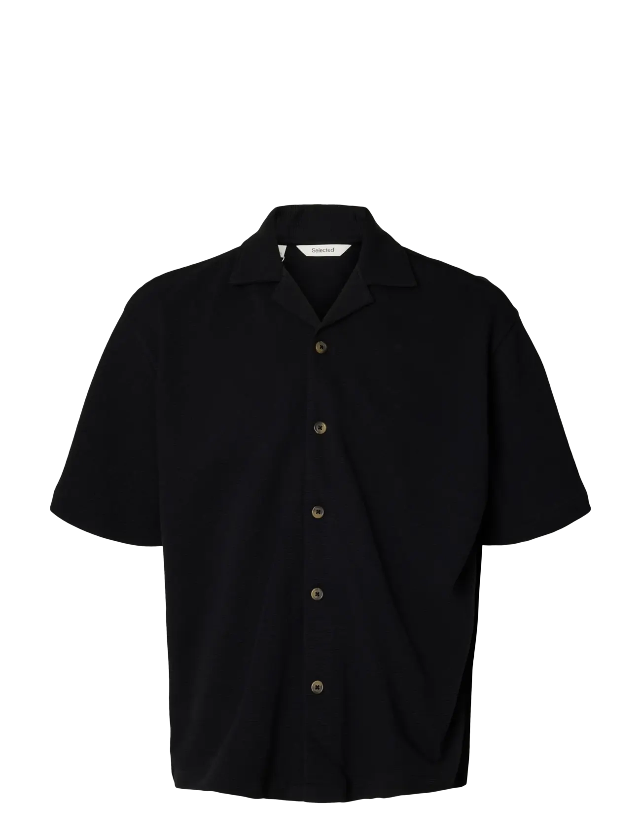 Selected SLMRELAXSONNY WAFFLE SS OVERSHIRT - Selected - BLACK / black
