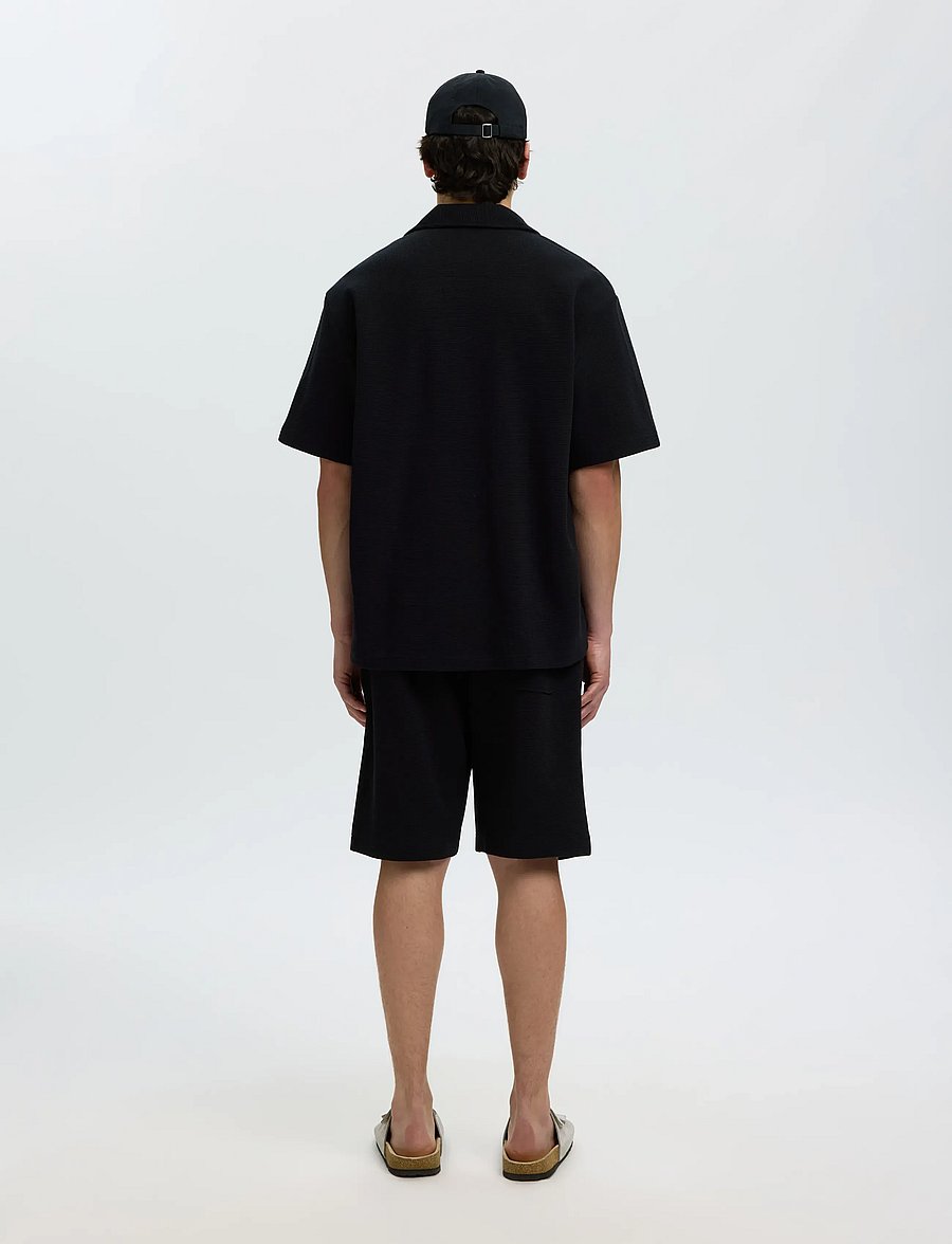 Selected - SLMRELAXSONNY WAFFLE SS OVERSHIRT - Überhemden - black - 2