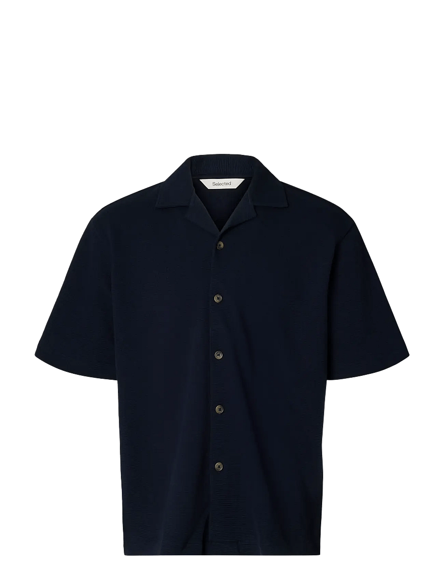Selected - SLMRELAXSONNY WAFFLE SS OVERSHIRT - short-sleeved shirts - sky captain - 1