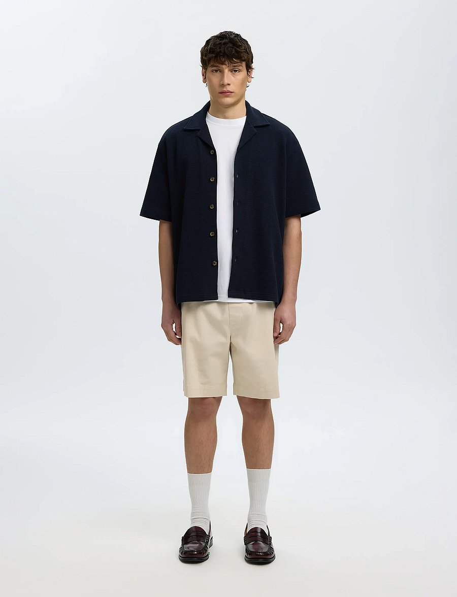 Selected - SLMRELAXSONNY WAFFLE SS OVERSHIRT - short-sleeved shirts - sky captain - 3
