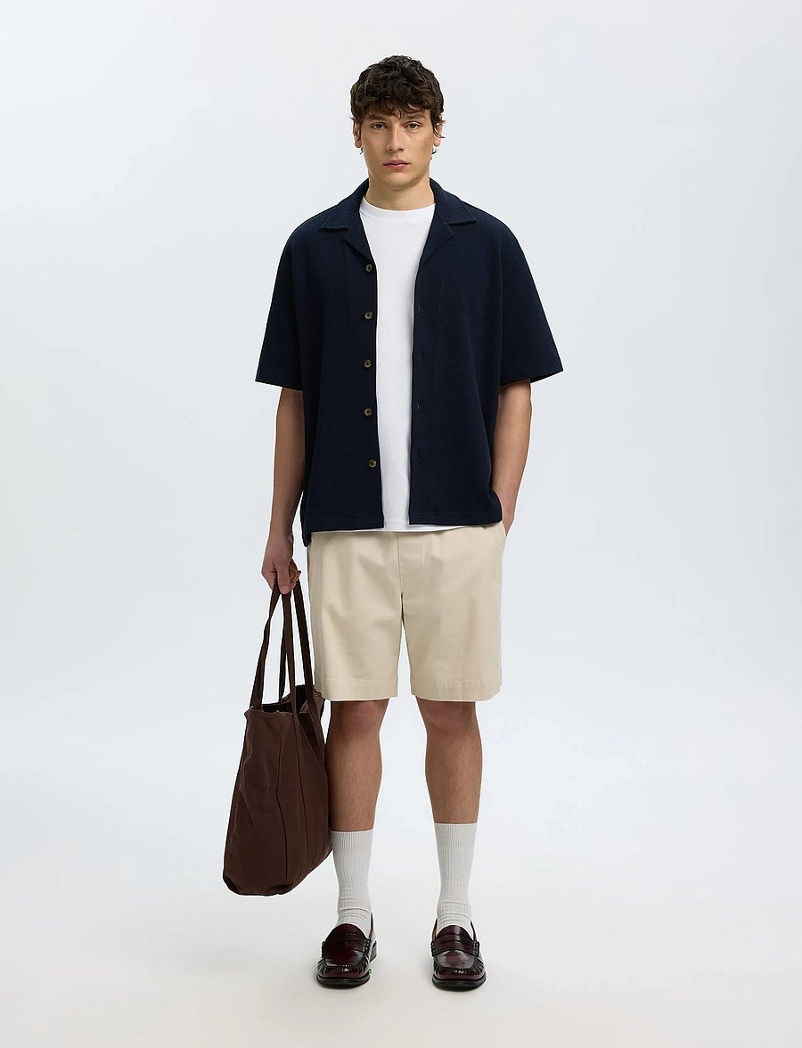 Selected - SLMRELAXSONNY WAFFLE SS OVERSHIRT - short-sleeved shirts - sky captain - 5