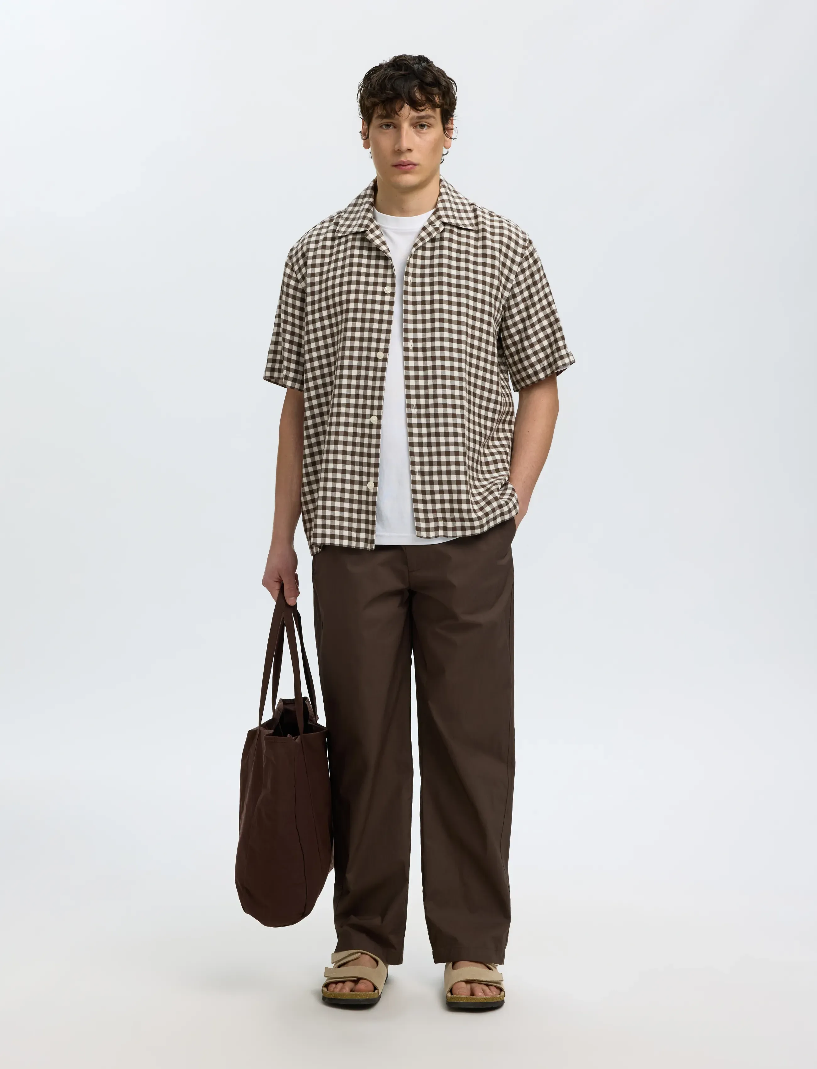 Selected - SLHRLXFINLEY CHECK SS SHIRT - geruite overhemden - turkish coffee - 5