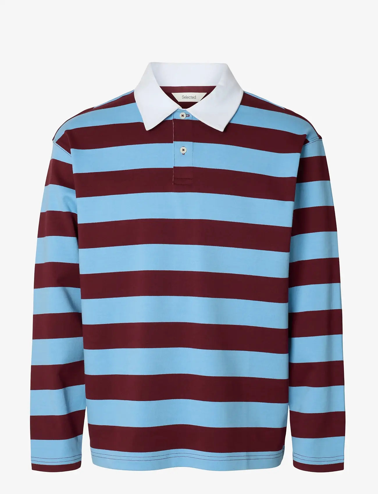 Selected - SLHRELAXCASPER LS STRIPE POLO - tawny port - 1