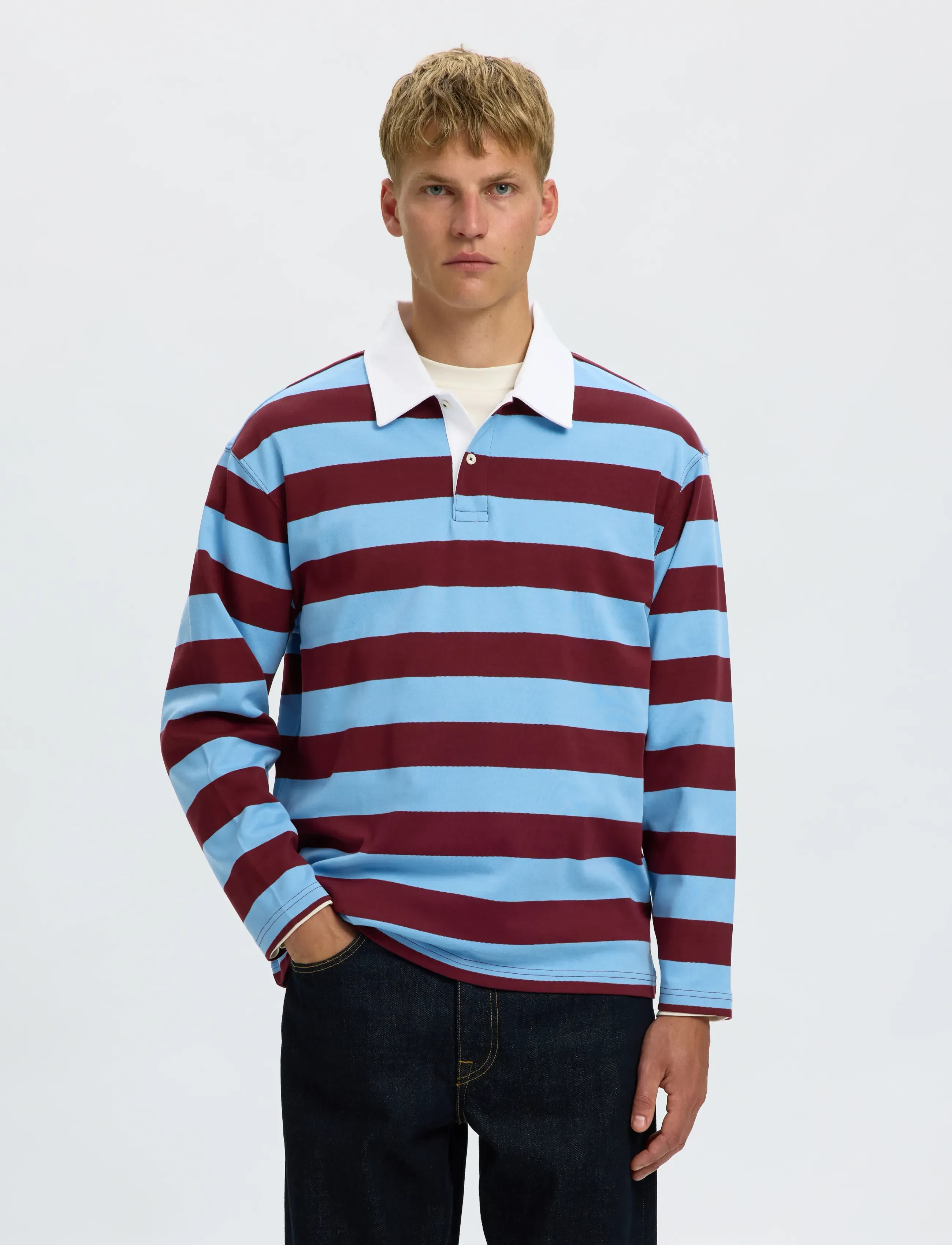 Selected SLHRELAXCASPER LS STRIPE POLO - Poloer - TAWNY PORT / burgundy