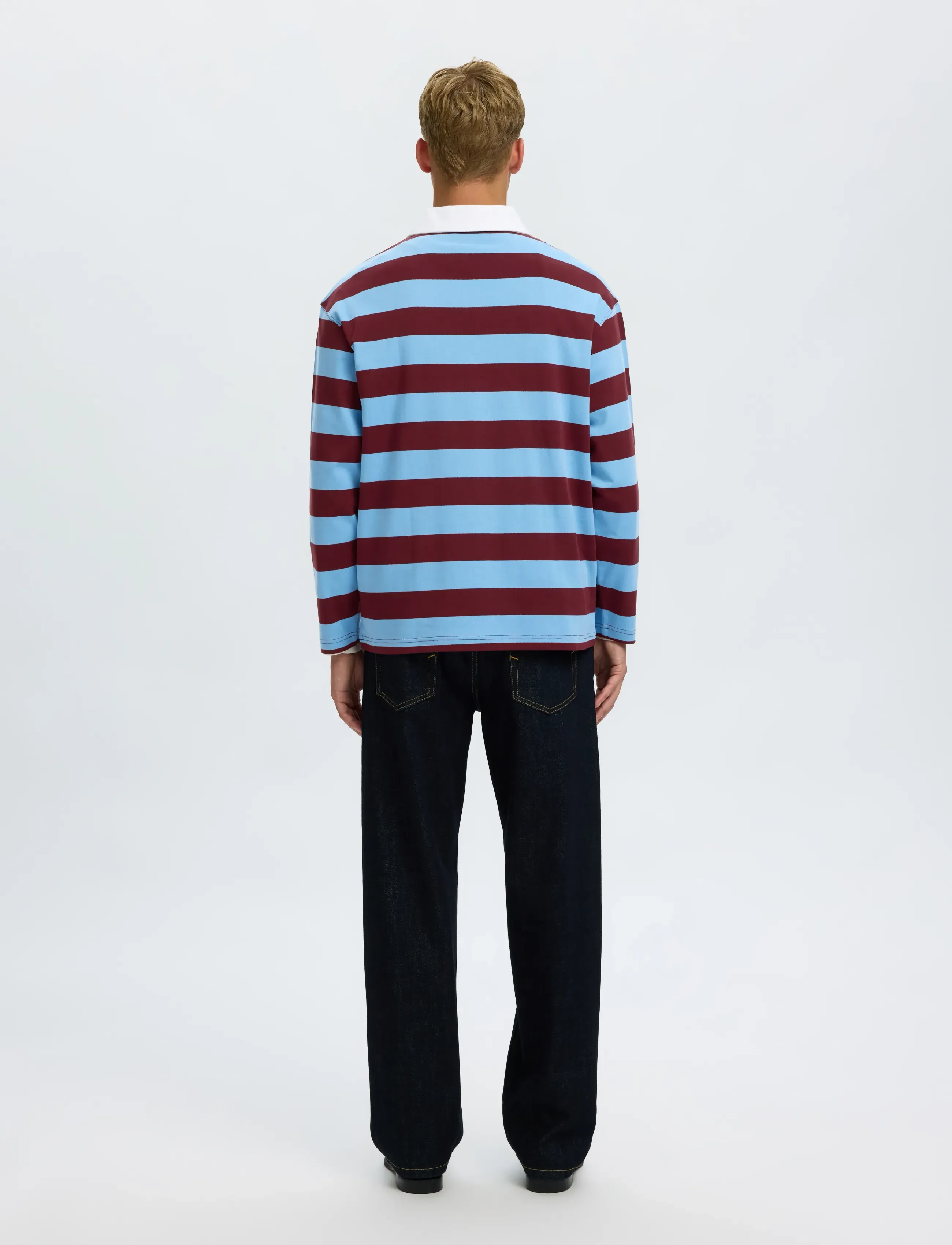 Selected - SLHRELAXCASPER LS STRIPE POLO - pikkade varrukatega kootud polosärgid - tawny port - 2