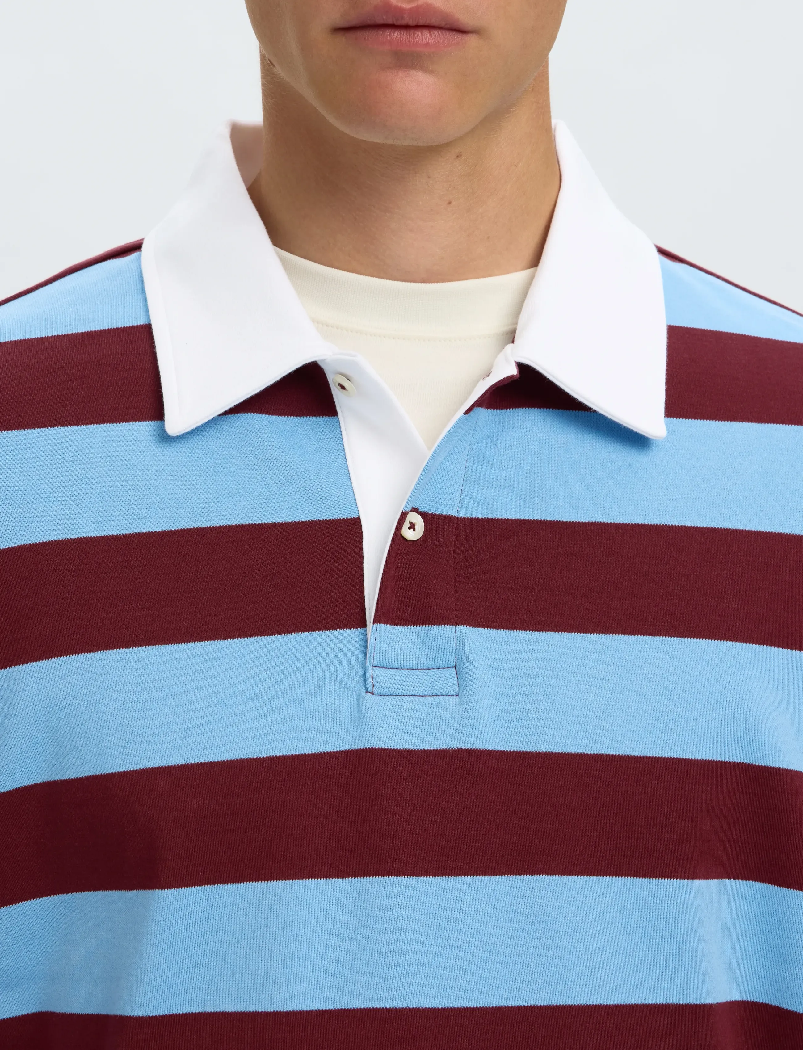 Selected - SLHRELAXCASPER LS STRIPE POLO - pikkade varrukatega kootud polosärgid - tawny port - 4
