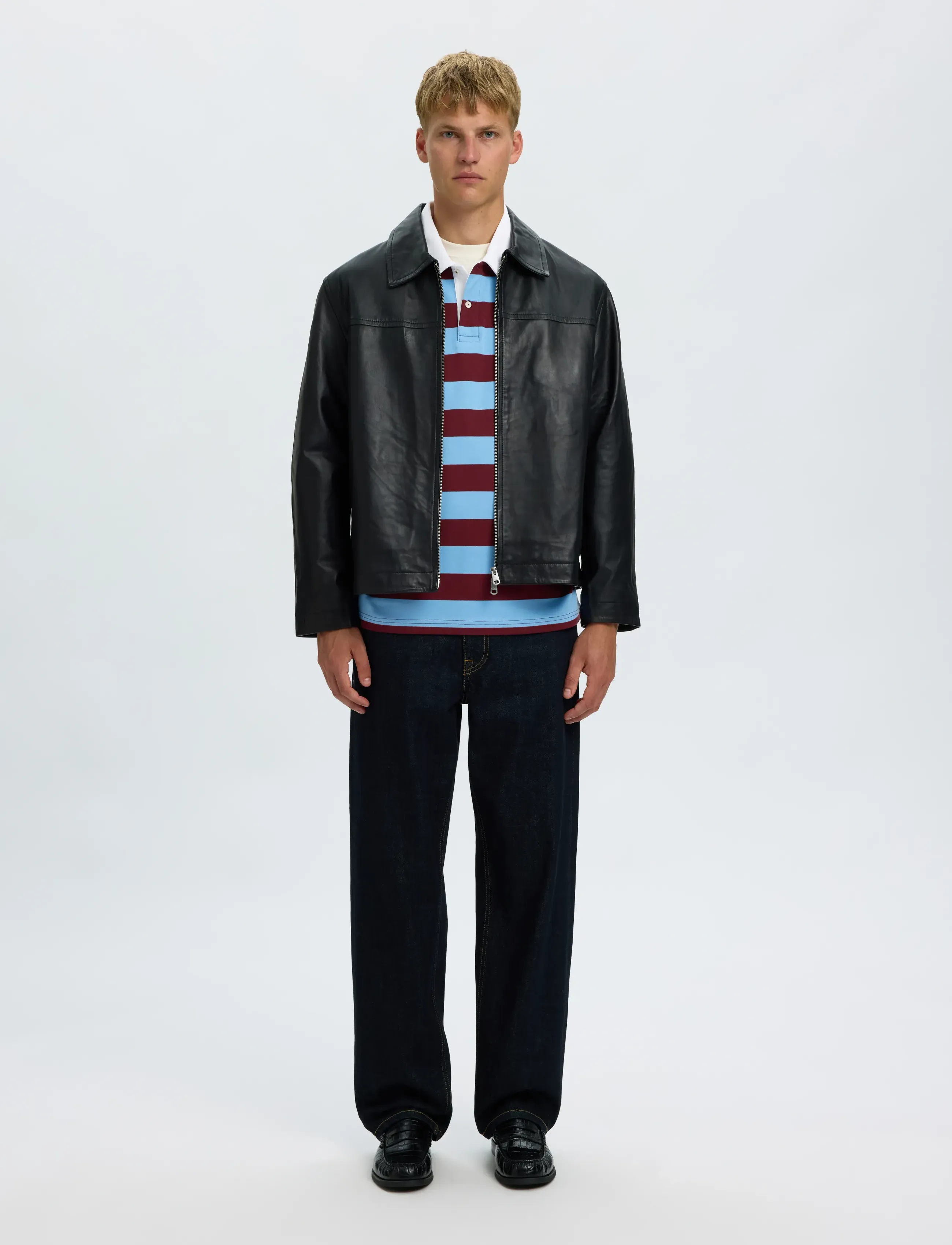 Selected - SLHRELAXCASPER LS STRIPE POLO - pikkade varrukatega kootud polosärgid - tawny port - 5
