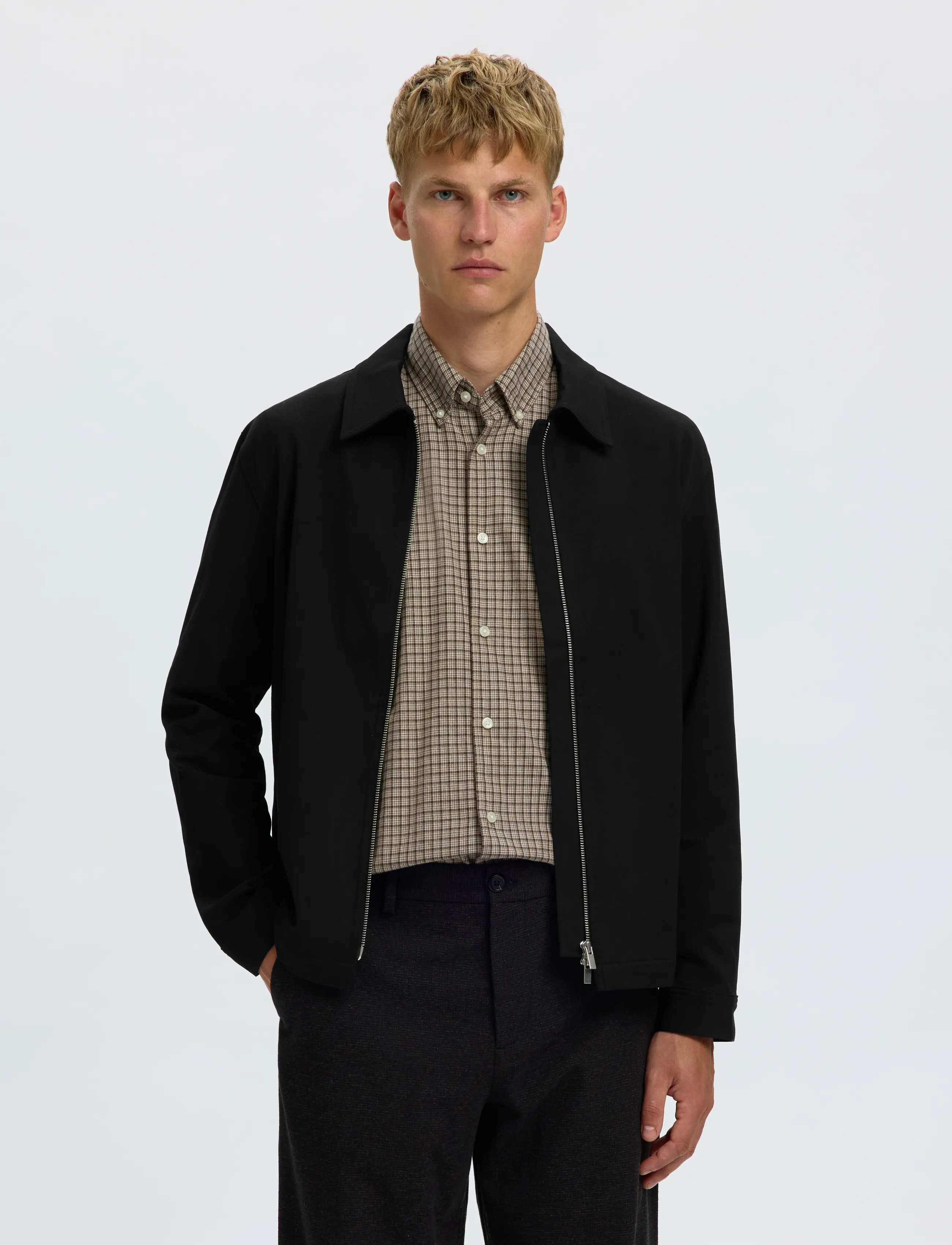 Selected SLMREGULAR FINN ZIP JACKET NOOS - Säsongens färger - BLACK / black