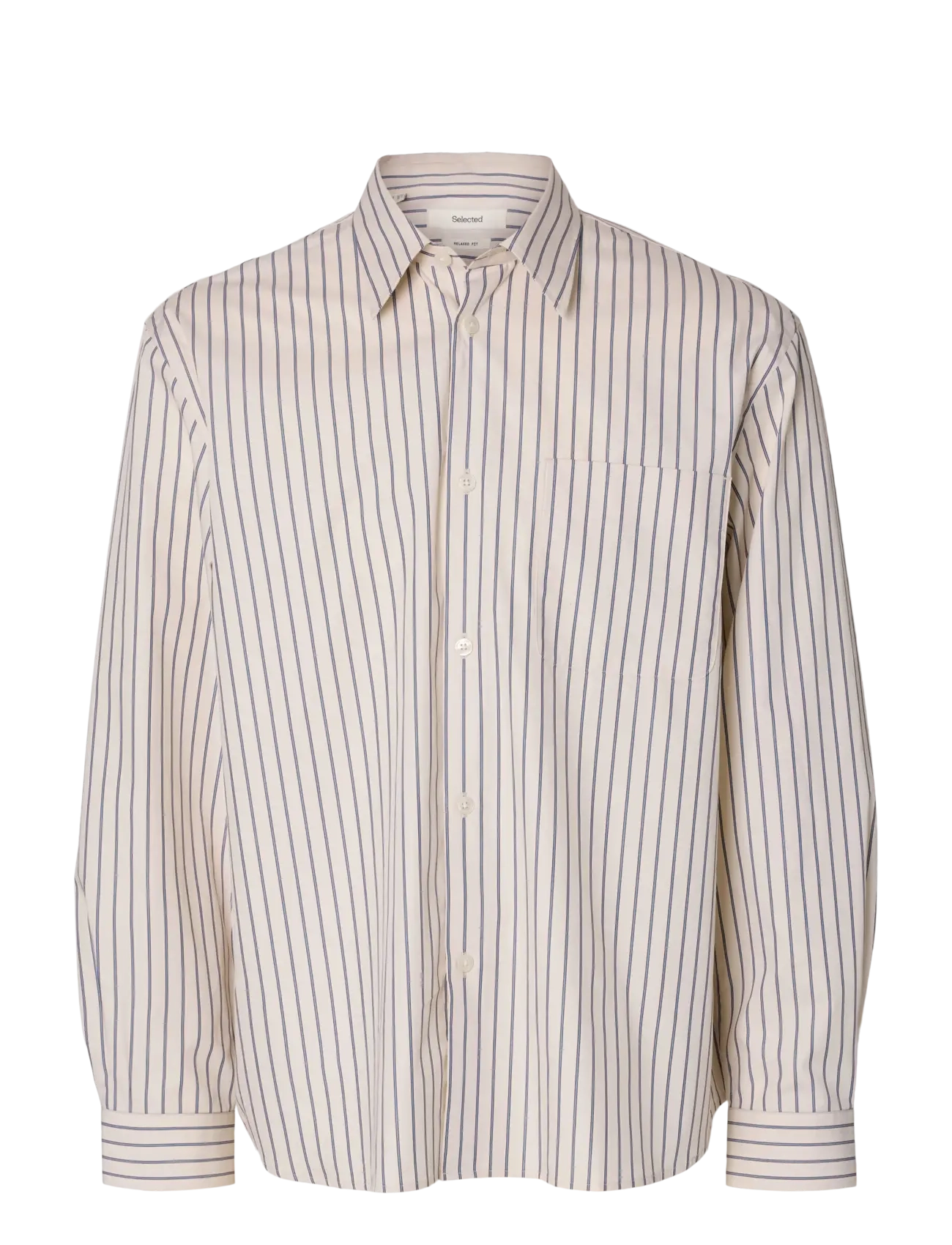 Selected SLMRLXSANDER HOLGER STRIPE LS SHIRT - Forårsgarderobe - BIRCH / cream