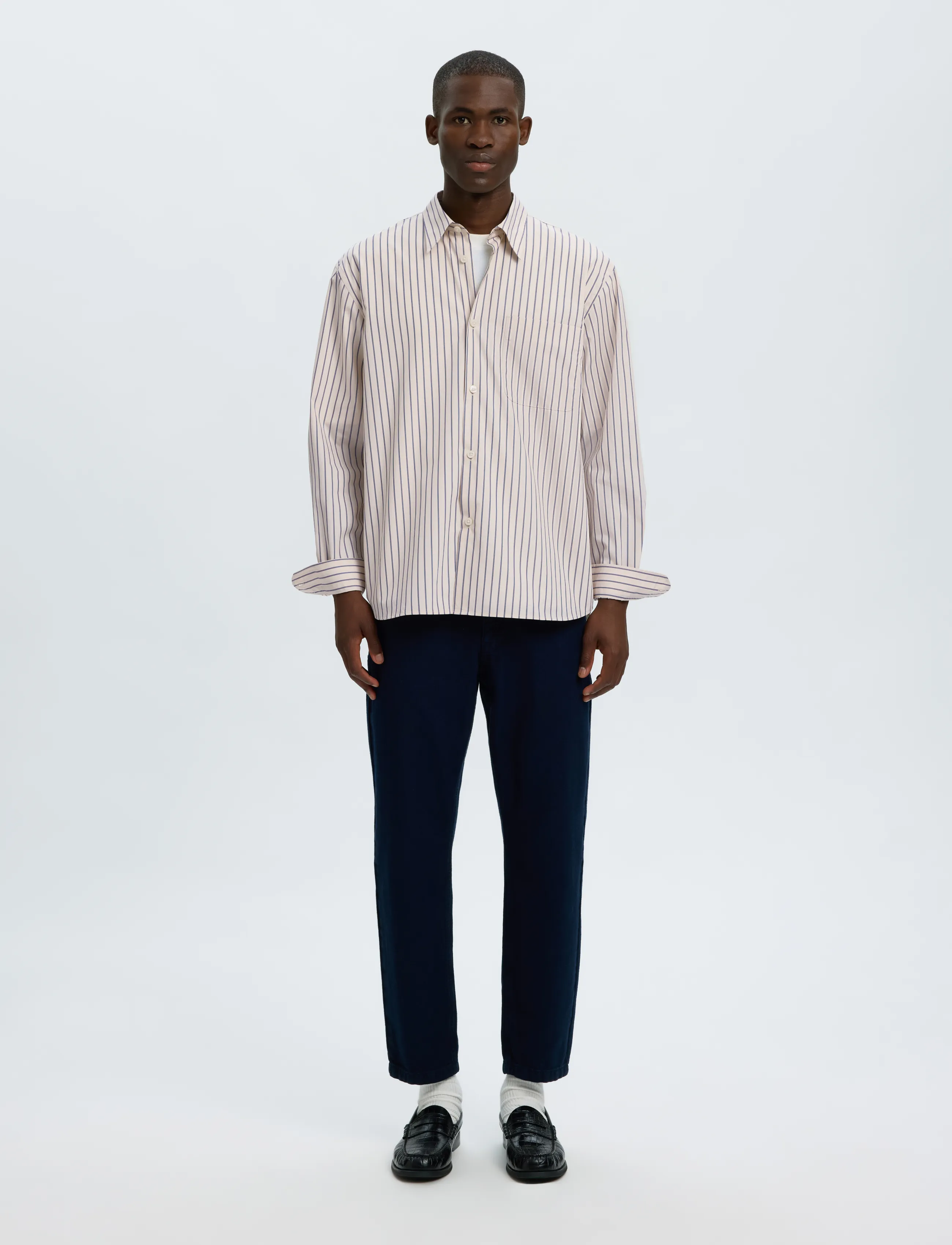 Selected - SLMRLXSANDER HOLGER STRIPE LS SHIRT - randiga skjortor - birch - 4