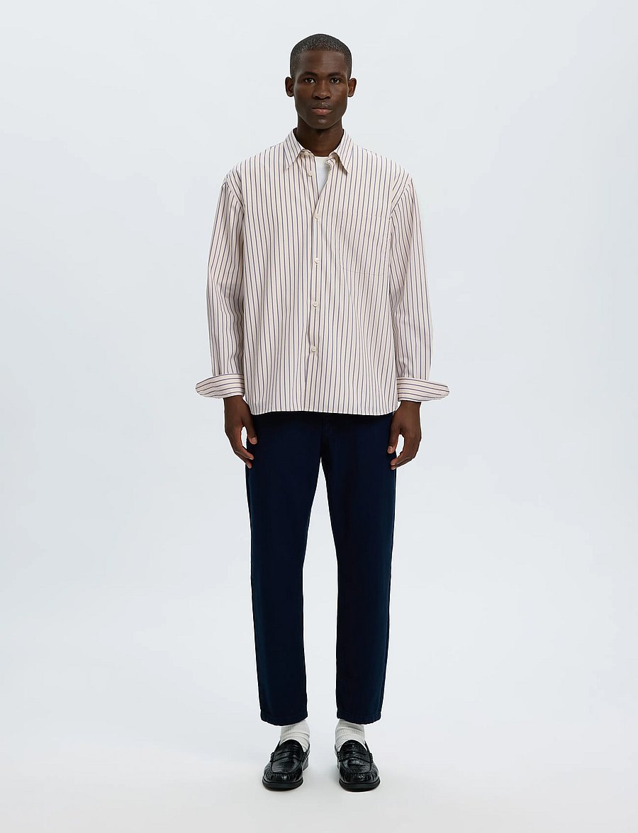Selected - SLMRLXSANDER HOLGER STRIPE LS SHIRT - randiga skjortor - birch - 4