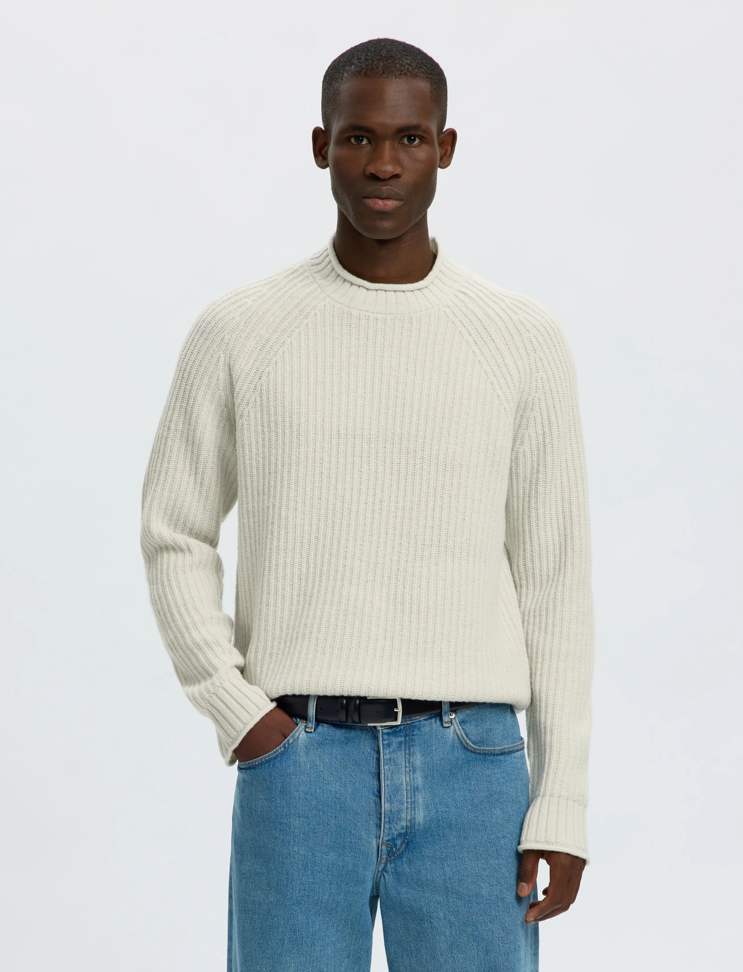 Selected SLMBILLY LS KNIT CREW NECK - Nach Anlass kaufen - SILVER BIRCH / grey