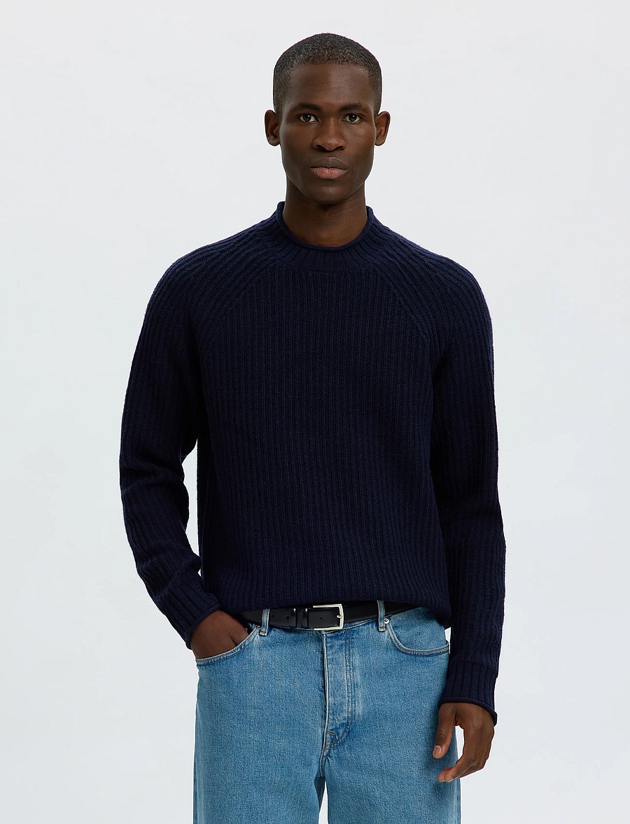 Selected - SLMBILLY LS KNIT CREW NECK - rundhals - sky captain - 0