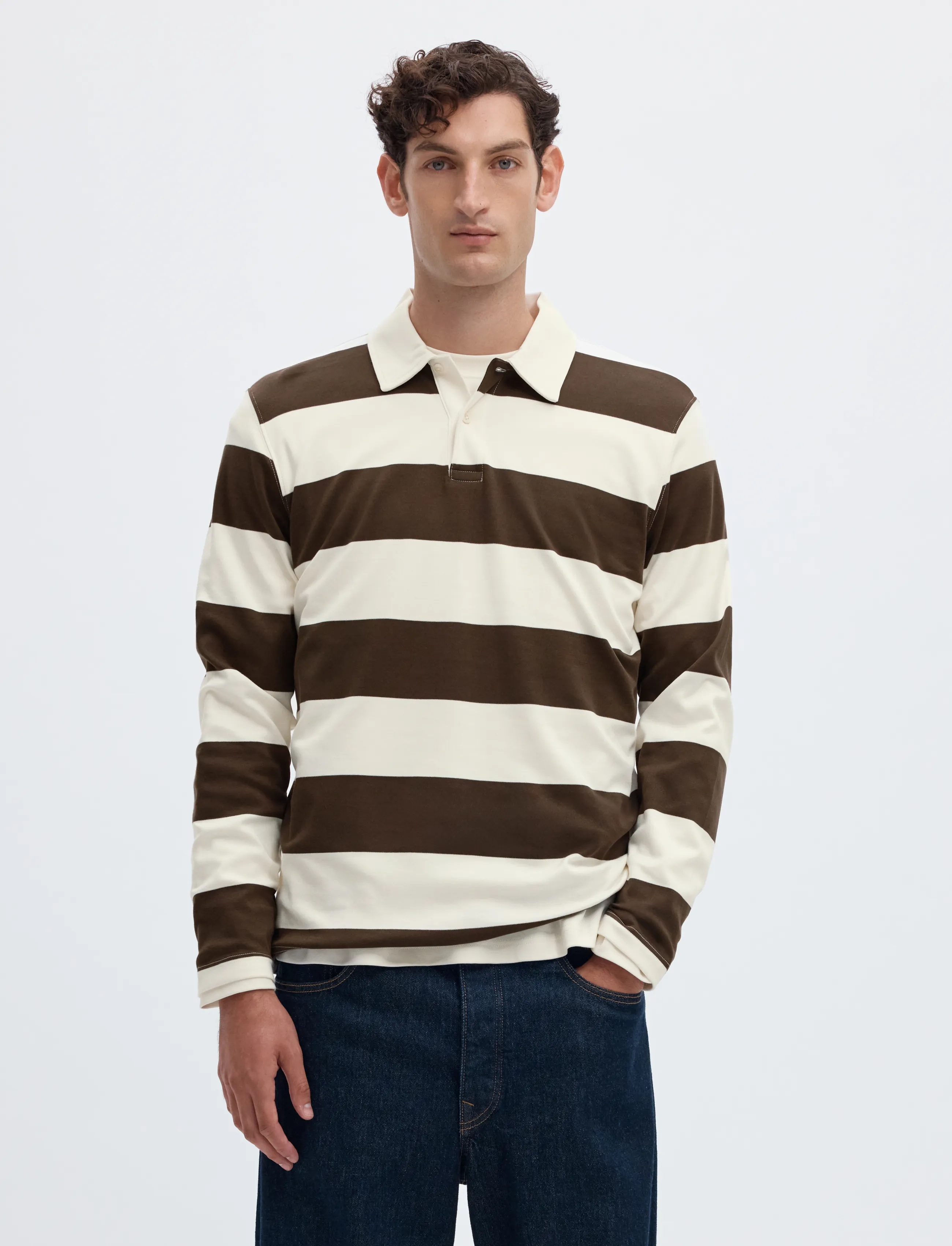 Selected SLMCASPER LS STRIPE POLO - Kleidung - DELICIOSO / brown
