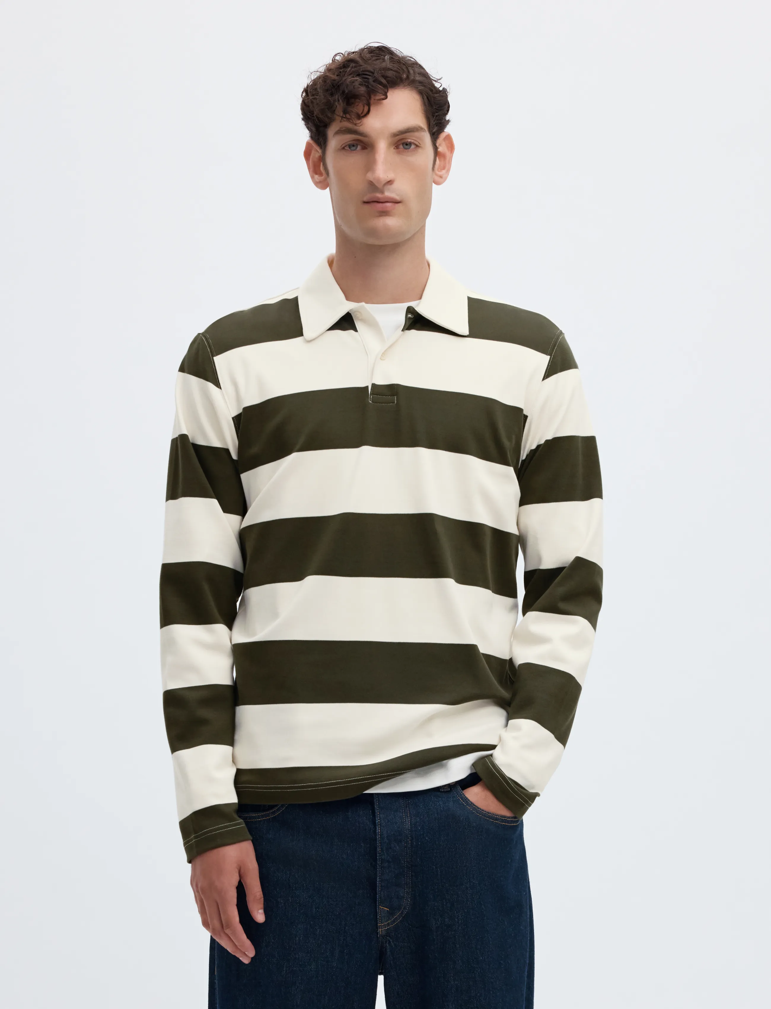 Selected SLMCASPER LS STRIPE POLO - Kleidung - FOREST NIGHT / khaki/green