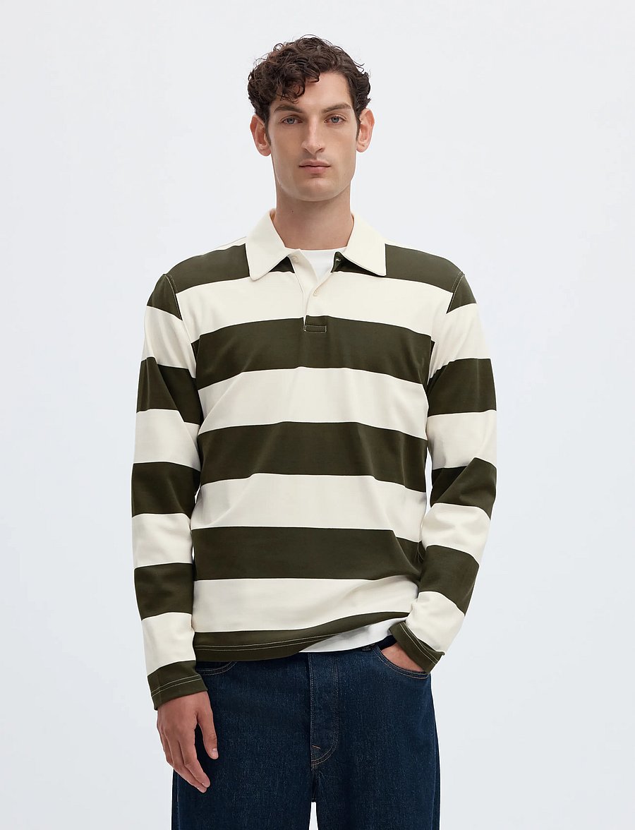 Selected - SLMCASPER LS STRIPE POLO - forest night - 0