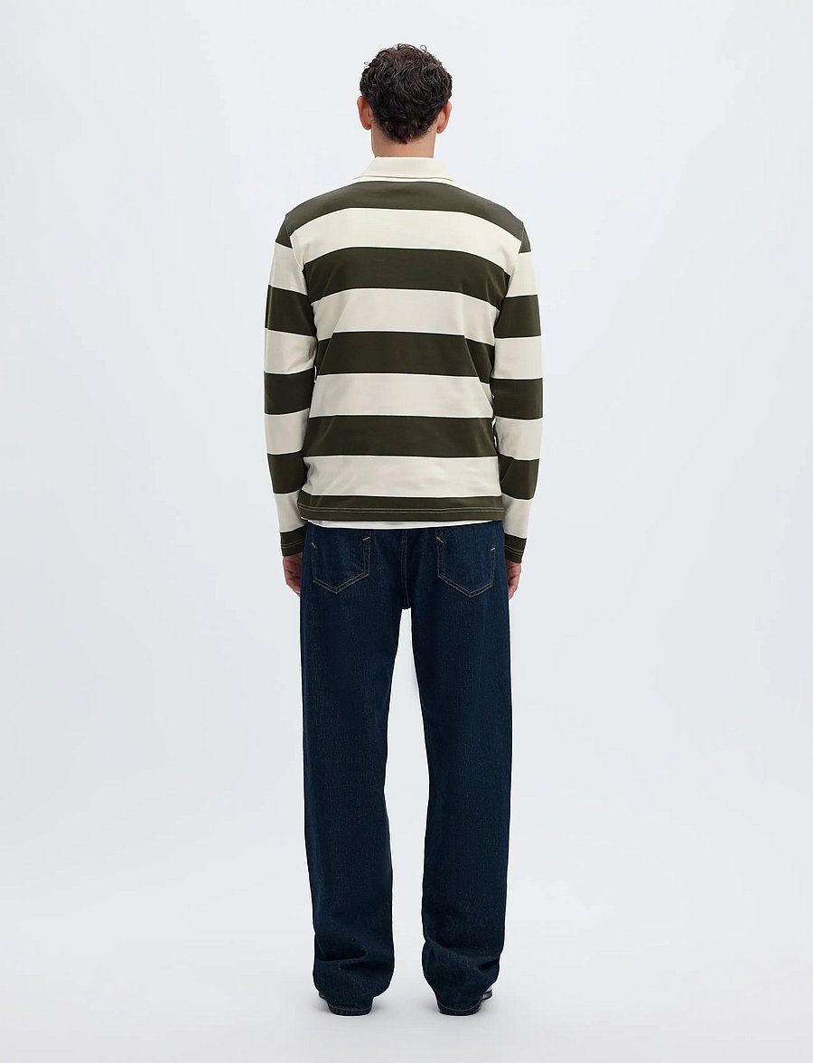 Selected - SLMCASPER LS STRIPE POLO - forest night - 2