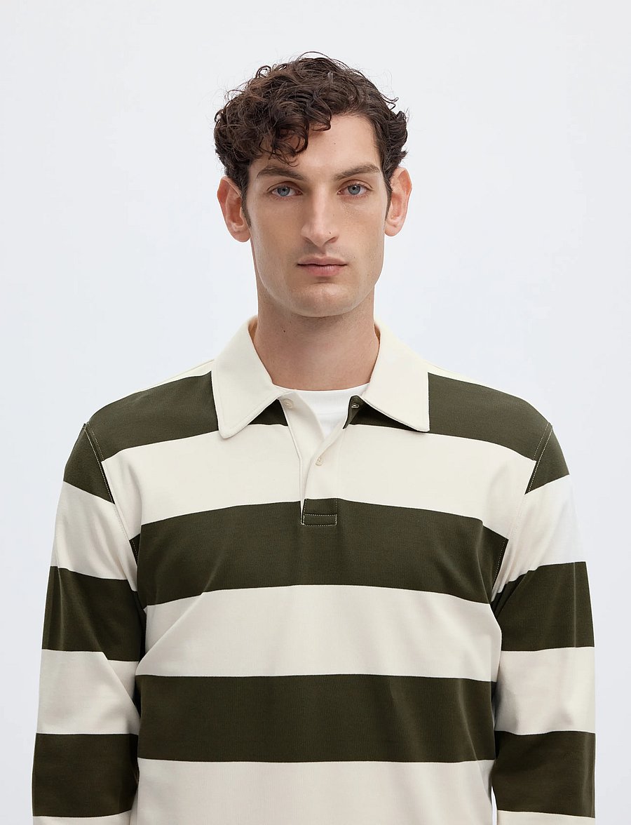 Selected - SLMCASPER LS STRIPE POLO - forest night - 4