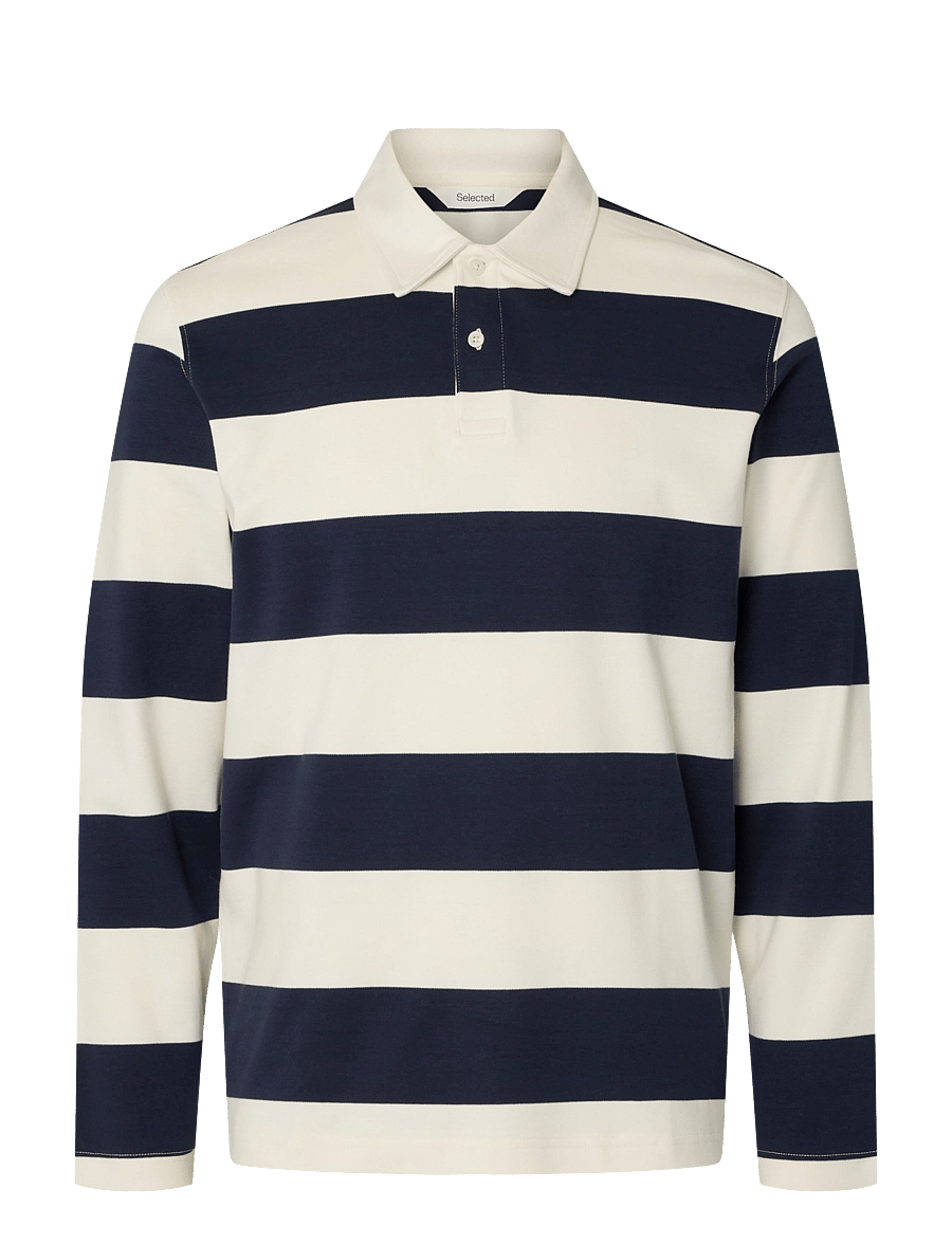 Selected - SLMCASPER LS STRIPE POLO - navy blazer - 1