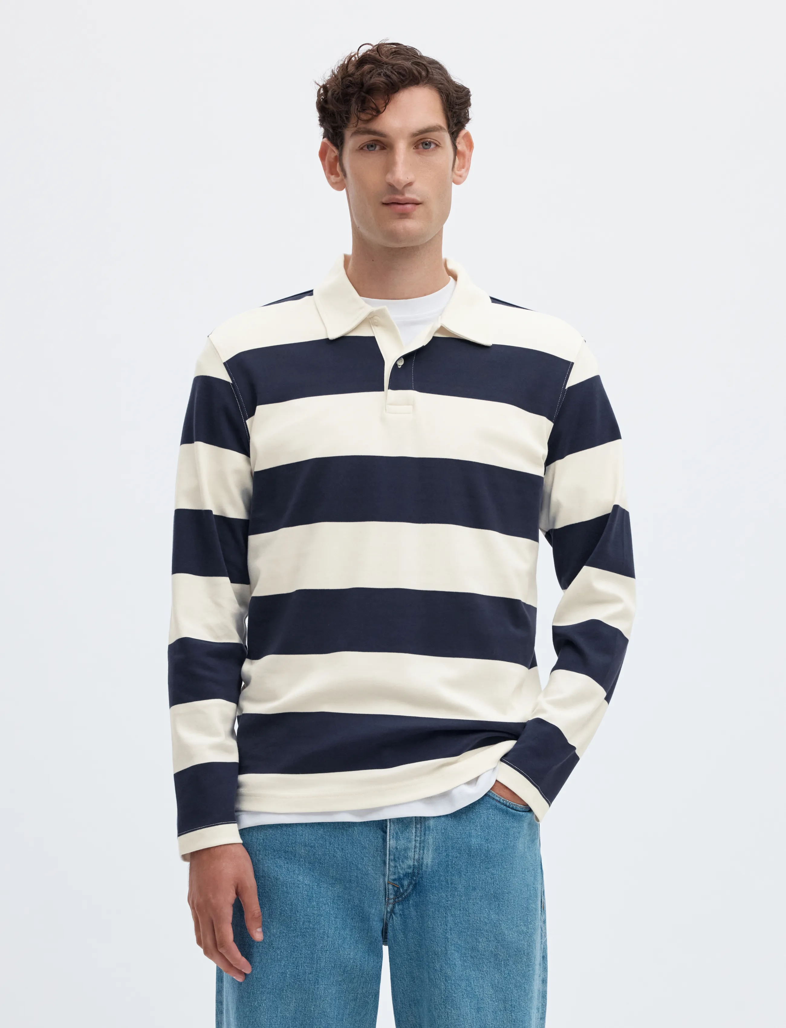 Selected SLMCASPER LS STRIPE POLO - Kleidung - NAVY BLAZER / navy