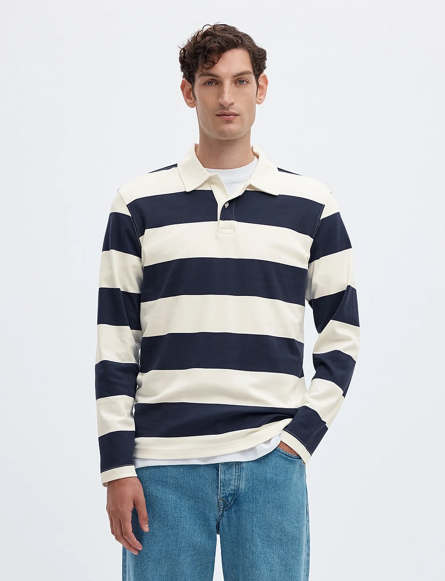 Selected - SLMCASPER LS STRIPE POLO - navy blazer - 0