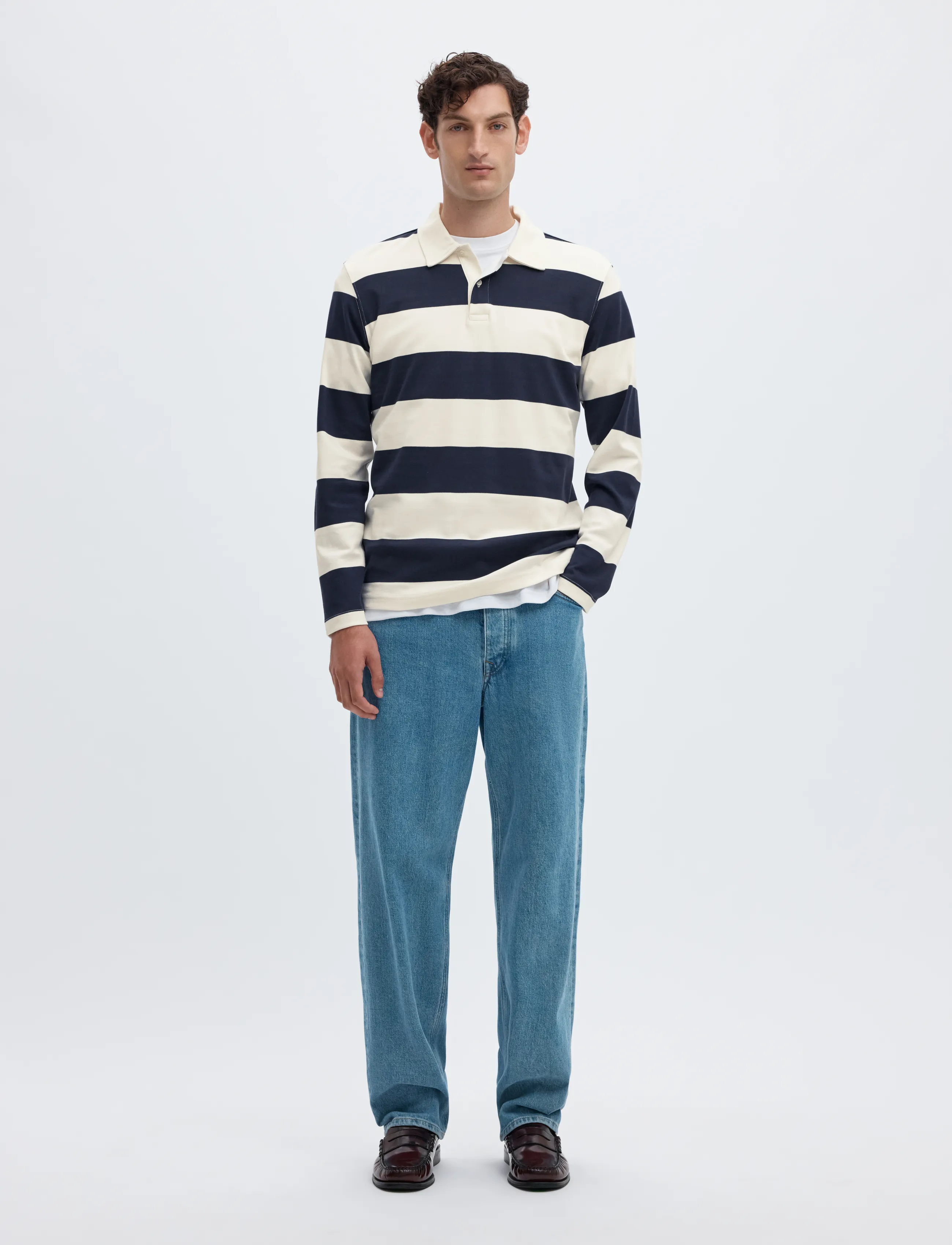 Selected - SLMCASPER LS STRIPE POLO - navy blazer - 3