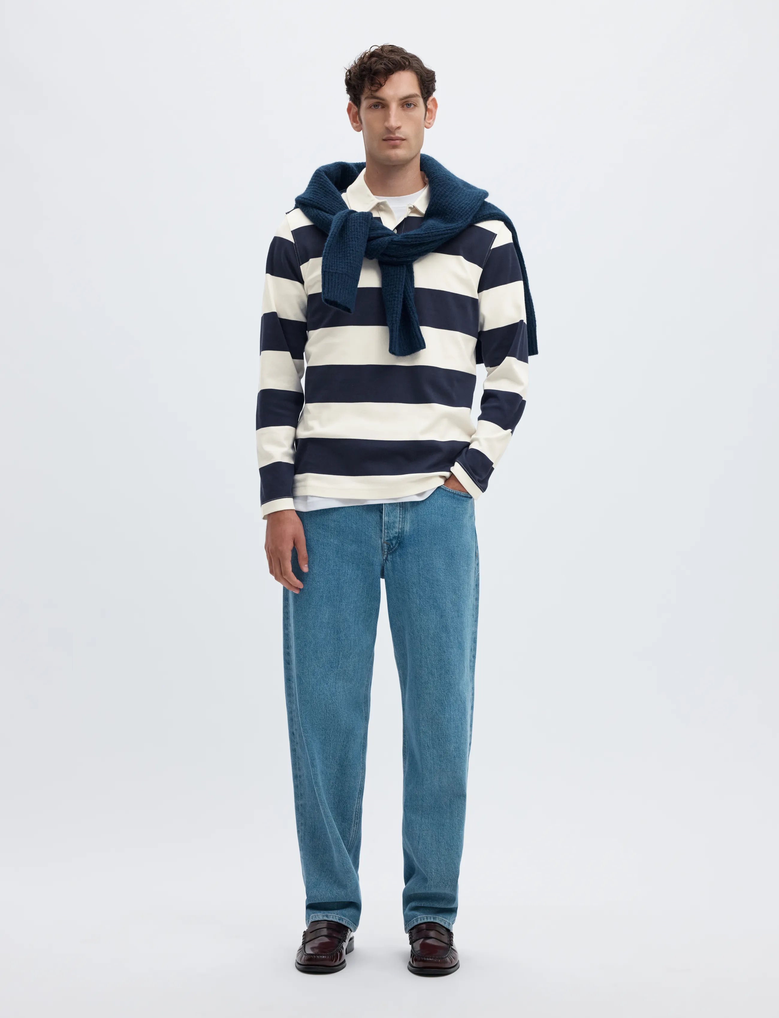 Selected - SLMCASPER LS STRIPE POLO - navy blazer - 5