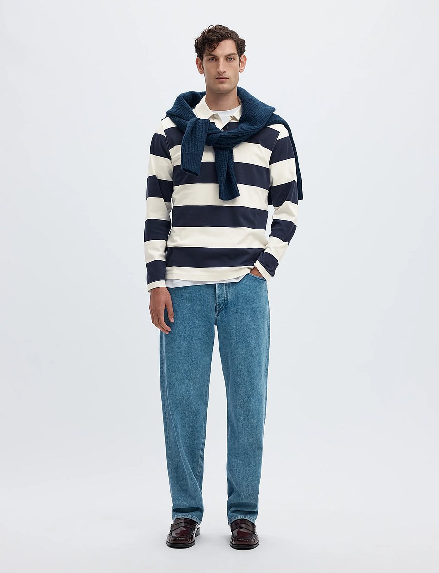 Selected - SLMCASPER LS STRIPE POLO - navy blazer - 5