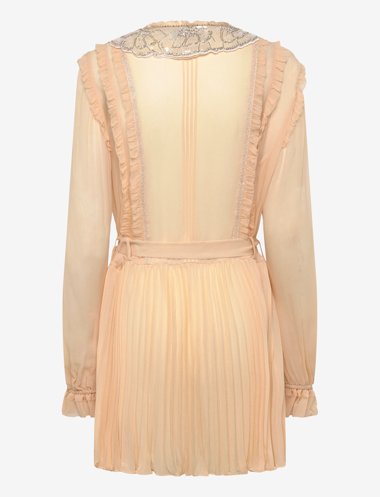 Self Portrait - Tan pleated georgette Mini Dress - korte kjoler - beige - 1