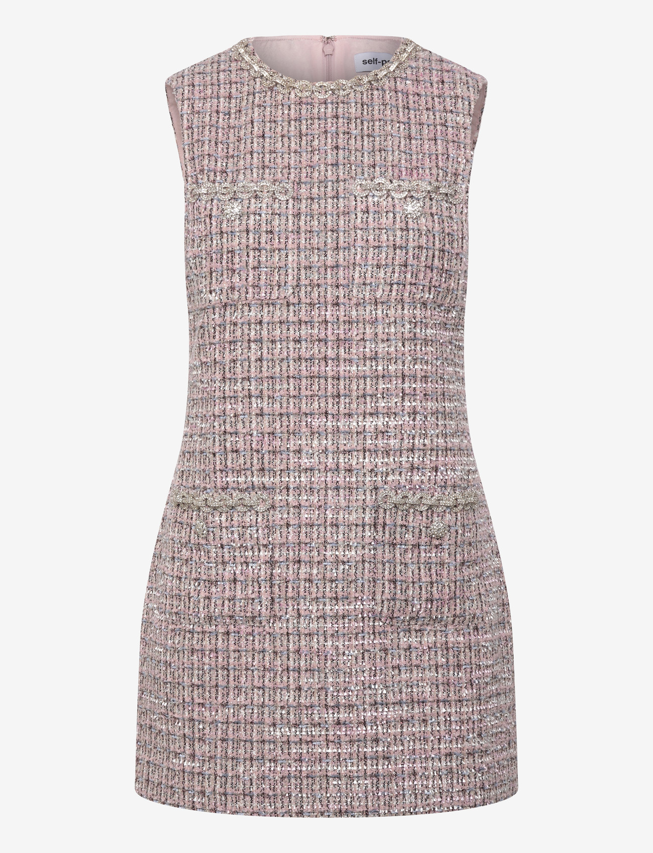 Self Portrait - Boucle sleeveless Mini Dress - korte kjoler - pink - 0
