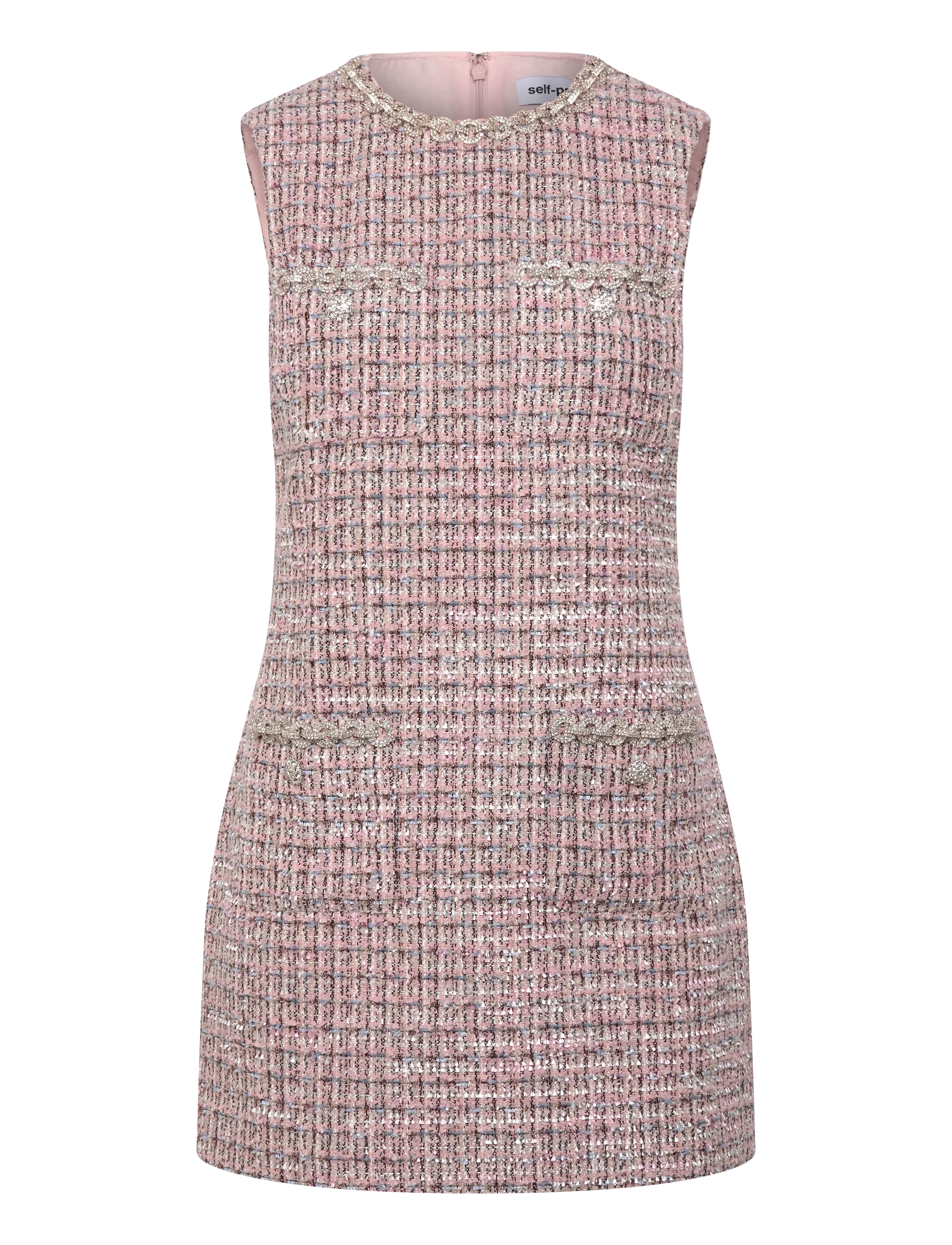 Self Portrait Boucle sleeveless Mini Dress - Kurze Kleider - PINK / pink/rose